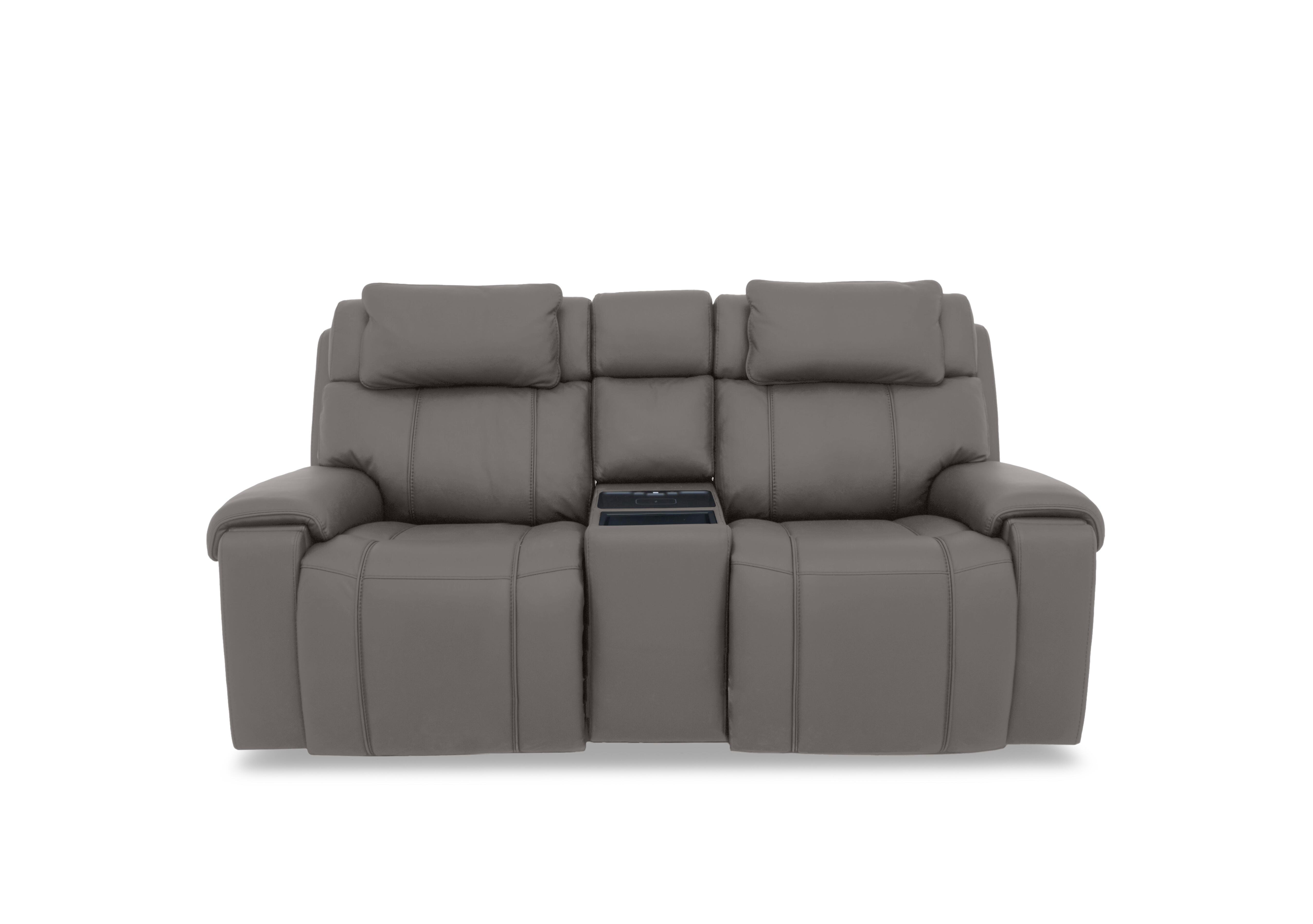 Hollywood Leather 2 Seater Power Recliner Media Sofa with Power Headrests and Storage Arms in Nc-042e Elephant on Furniture Village
