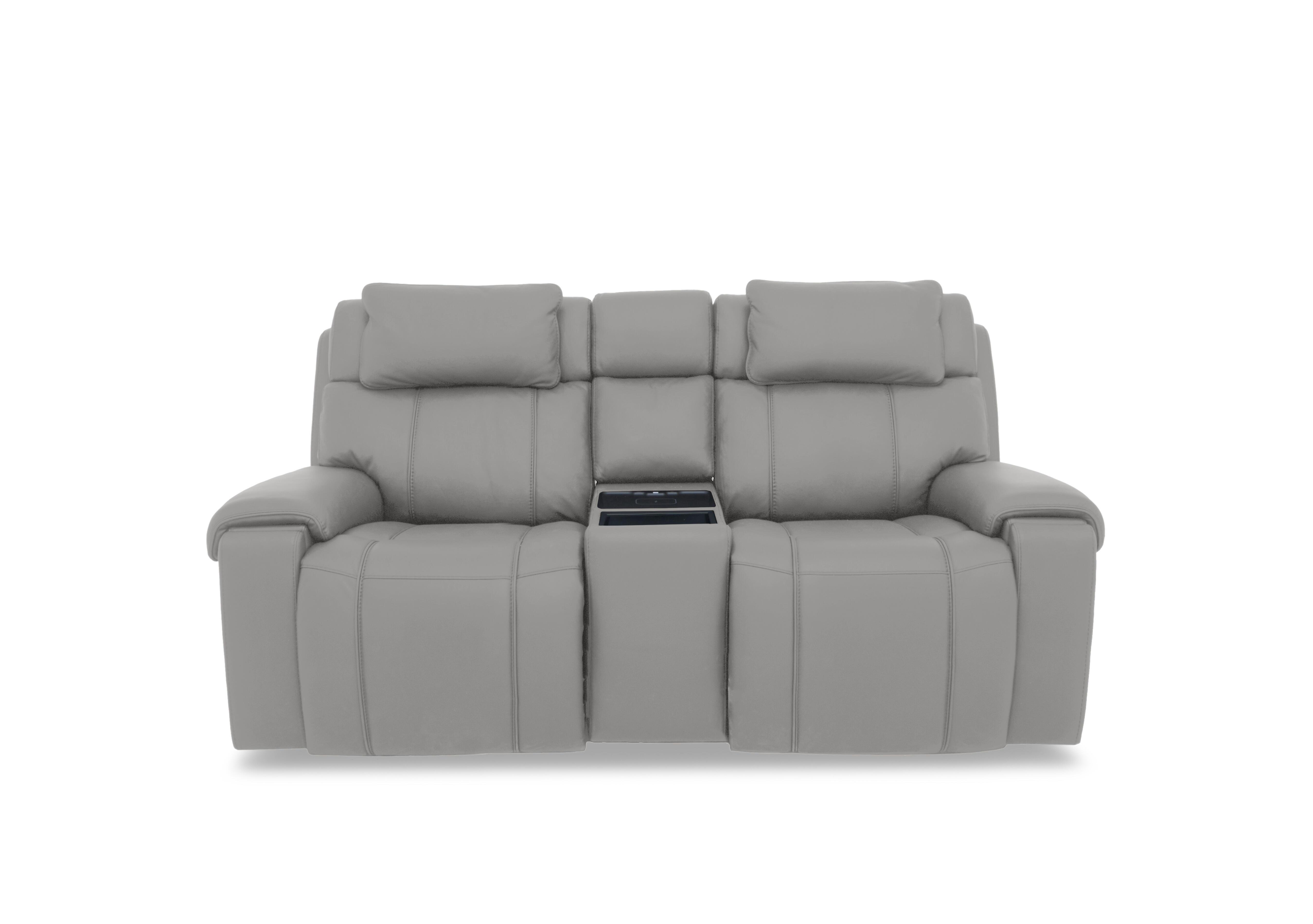 Hollywood Leather 2 Seater Power Recliner Media Sofa with Power Headrests and Storage Arms in Nc-435e Sleet on Furniture Village