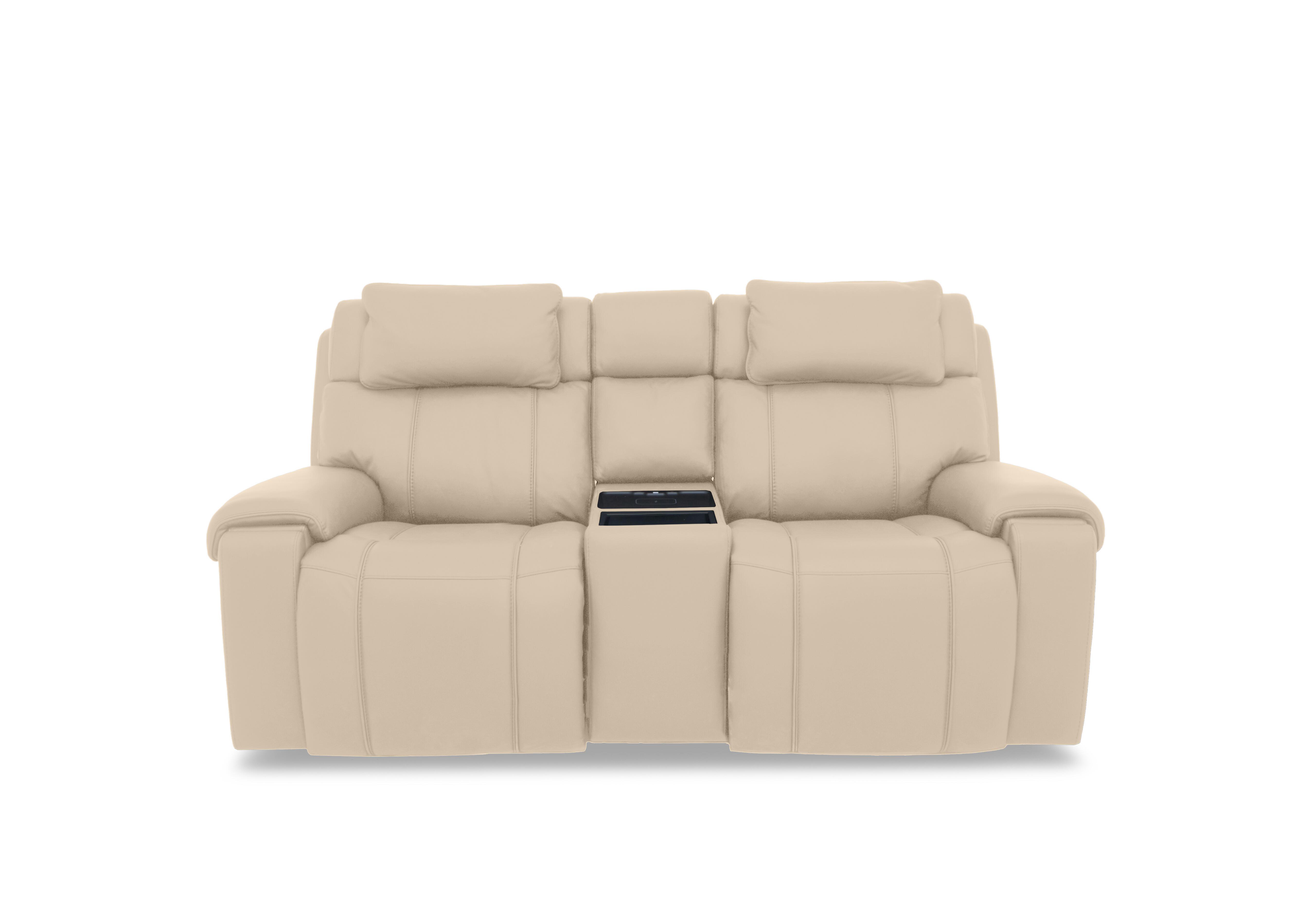 Hollywood Leather 2 Seater Power Recliner Media Sofa with Power Headrests and Storage Arms in Nc-862c Bisque on Furniture Village