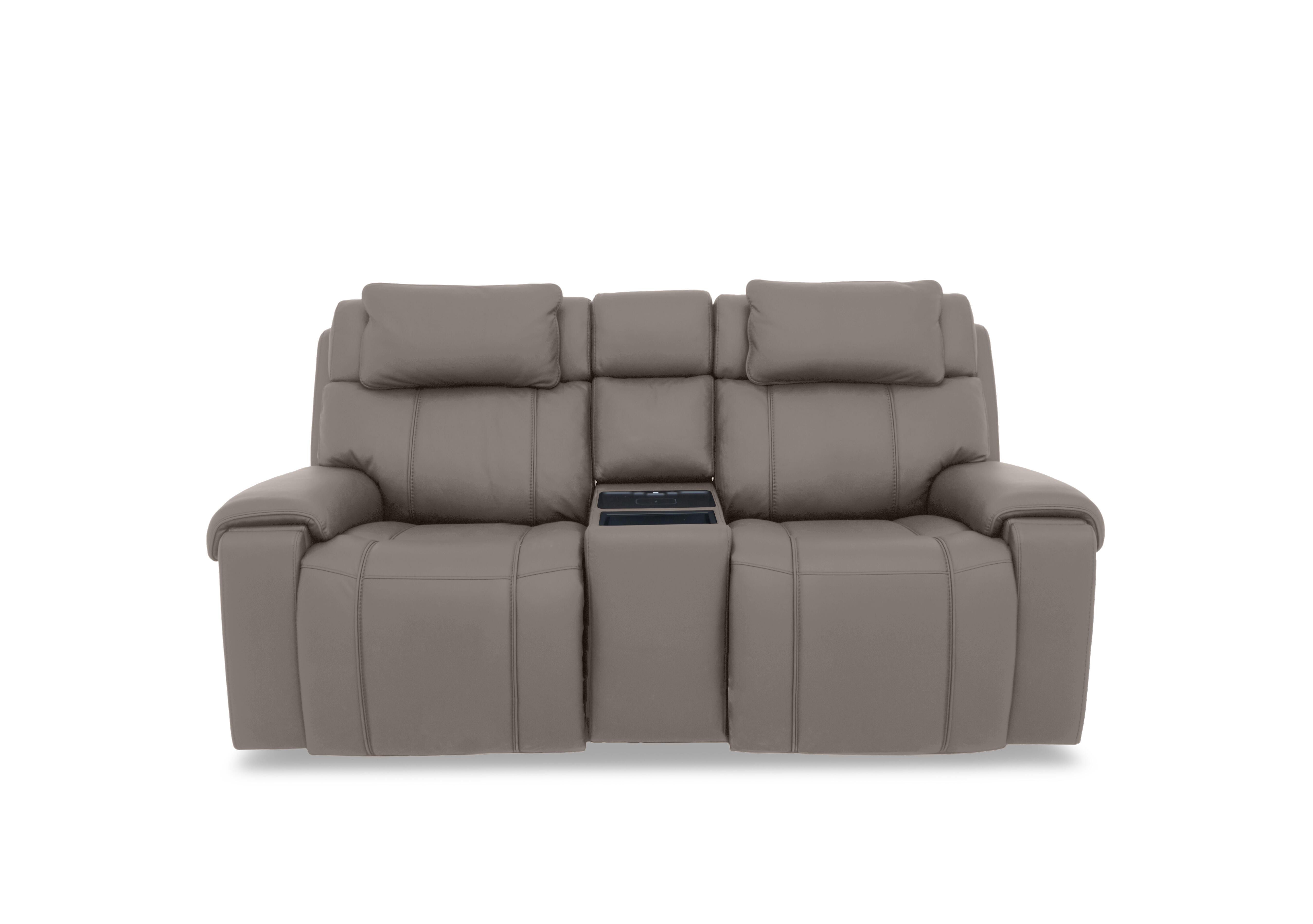 Hollywood Leather 2 Seater Power Recliner Media Sofa with Power Headrests and Storage Arms in Nw-042e Elephant on Furniture Village