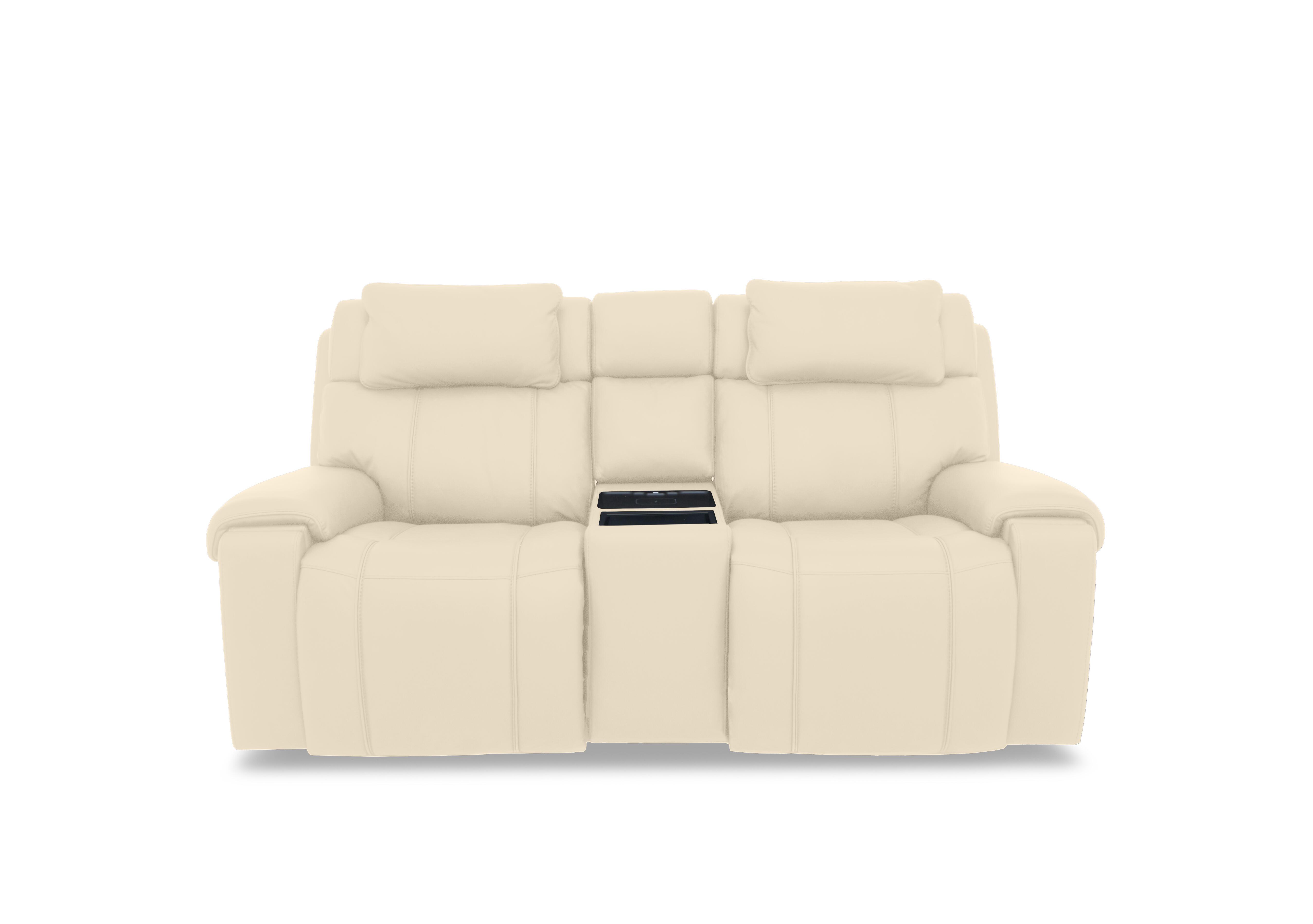 Hollywood Leather 2 Seater Power Recliner Media Sofa with Power Headrests and Storage Arms in Nw-521e Frost on Furniture Village