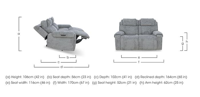 Hollywood Fabric 2 Seater Power Recliner Sofa with Power Headrests and Storage Arms in  on Furniture Village
