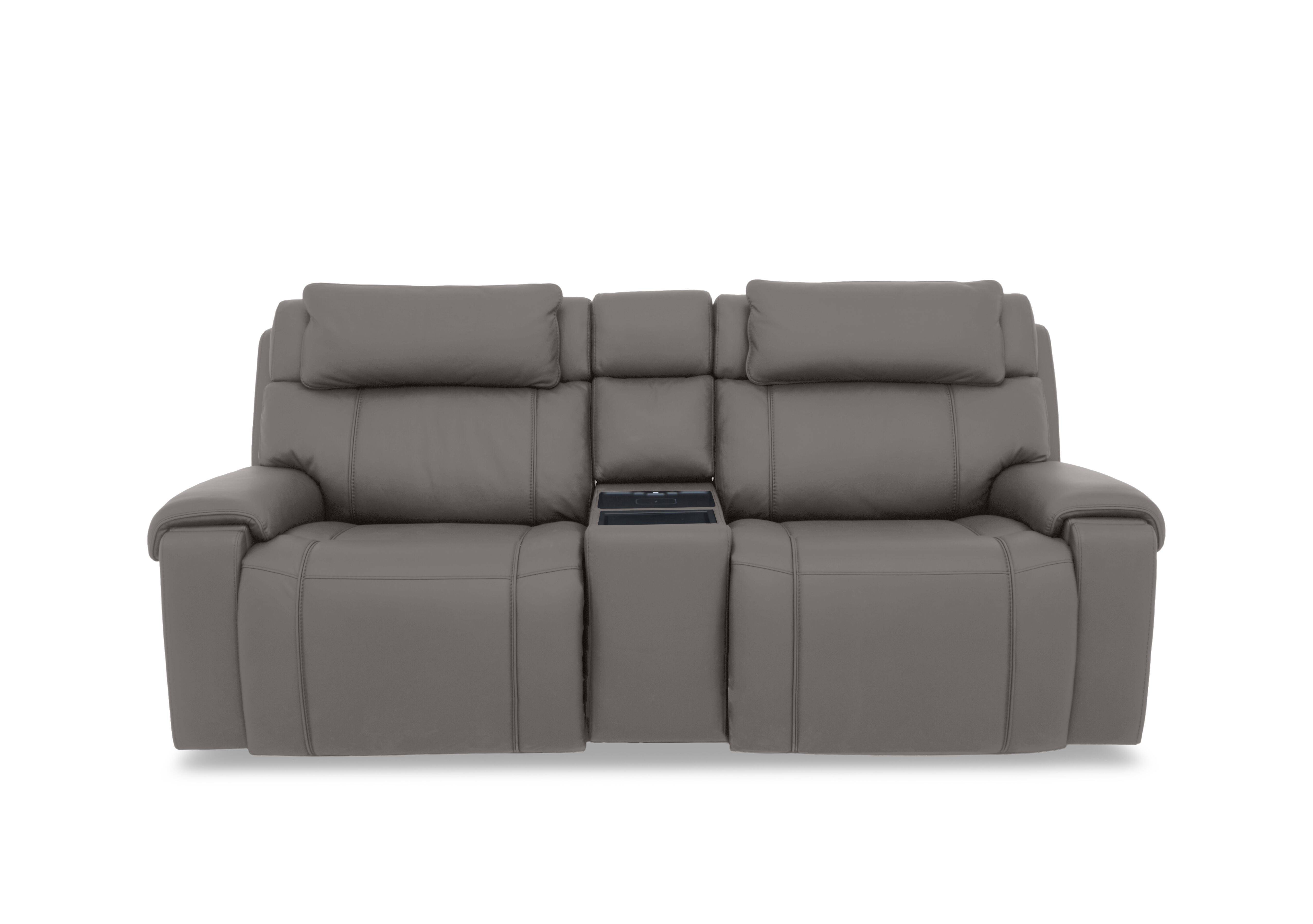 Hollywood Leather 3 Seater Power Recliner Media Sofa with Power Headrests and Storage Arms in Bv-042e Elephant on Furniture Village