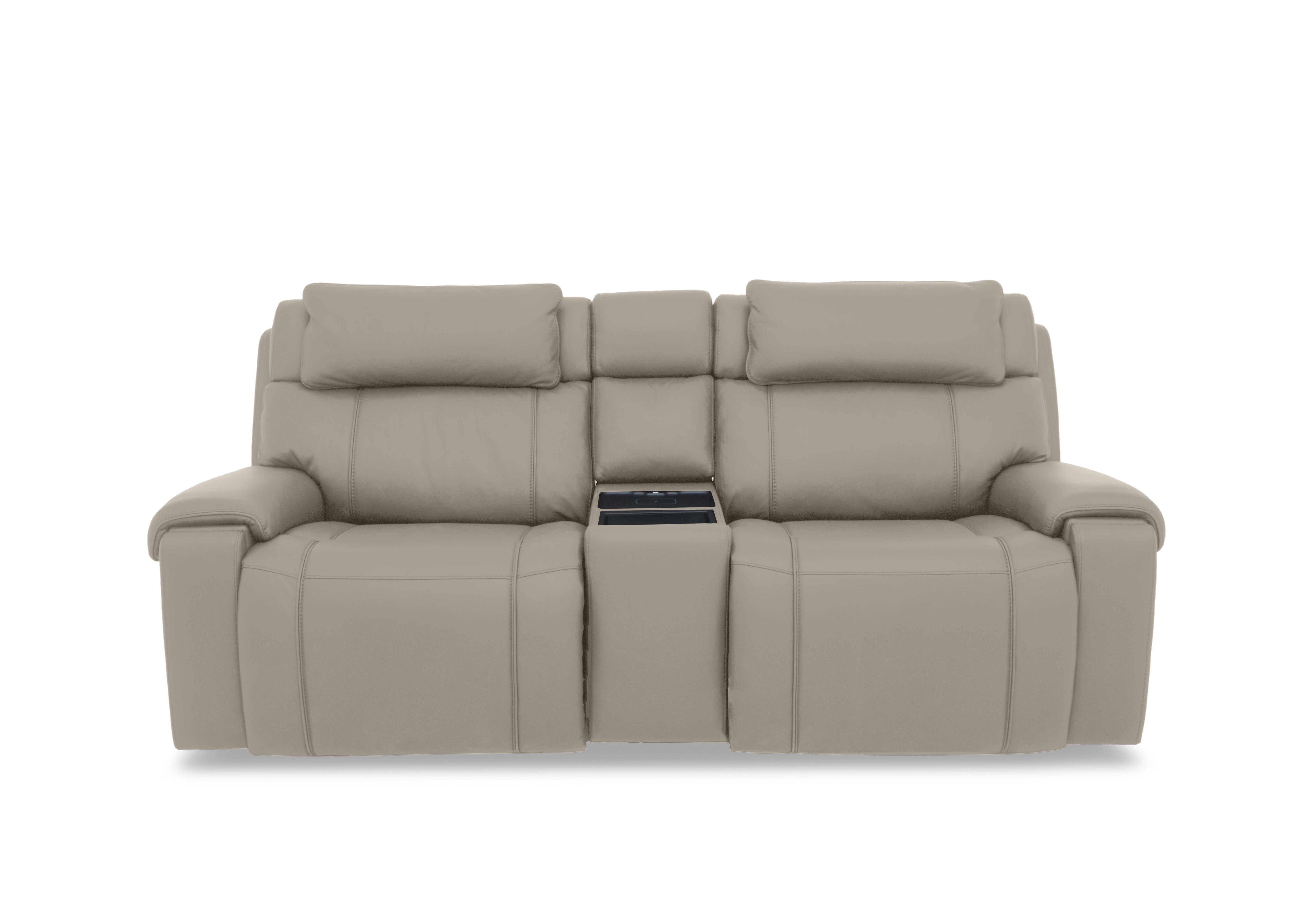Hollywood Leather 3 Seater Power Recliner Media Sofa with Power Headrests and Storage Arms in Bv-722a Taupe on Furniture Village