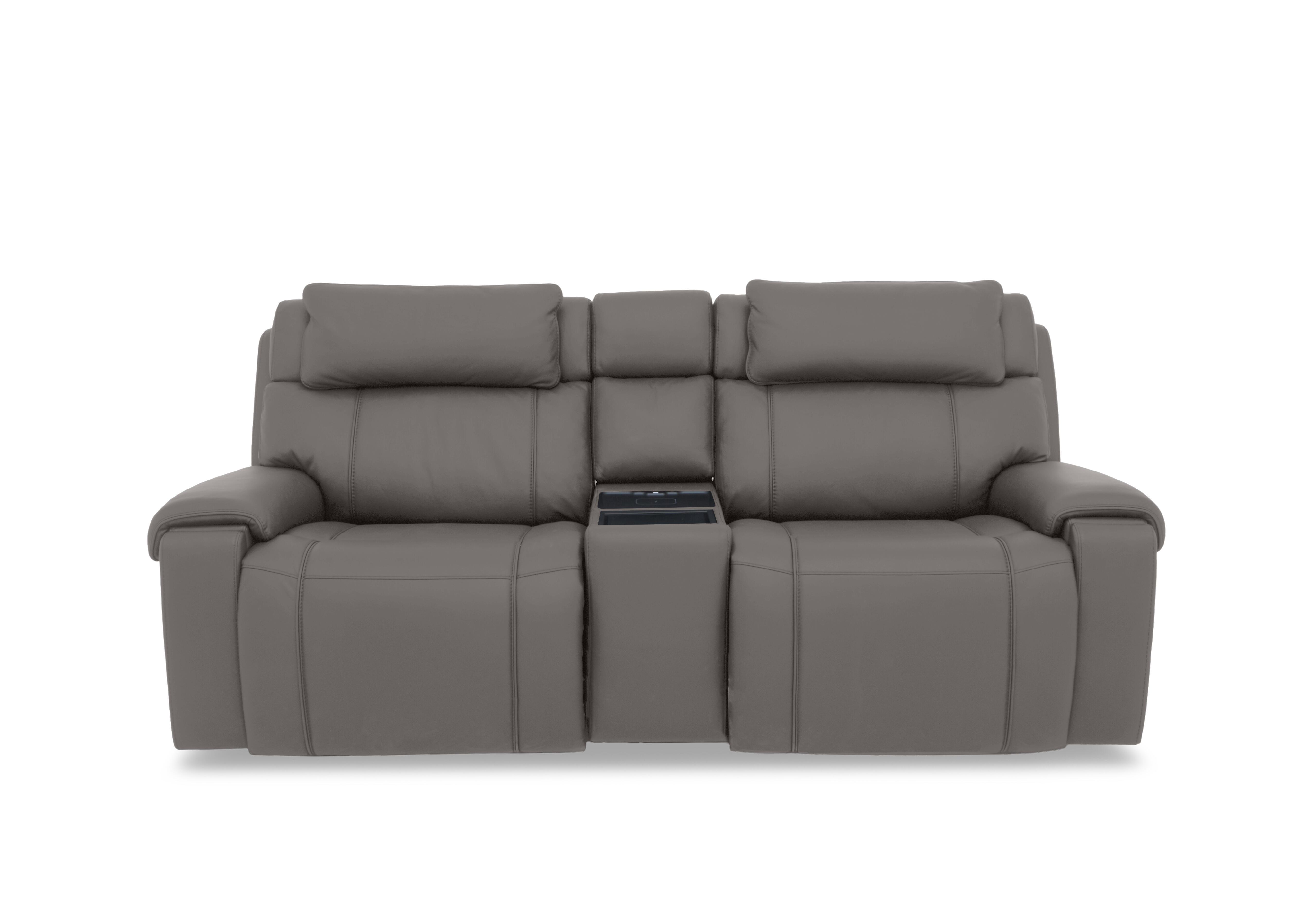 Hollywood Leather 3 Seater Power Recliner Media Sofa with Power Headrests and Storage Arms in Nc-042e Elephant on Furniture Village