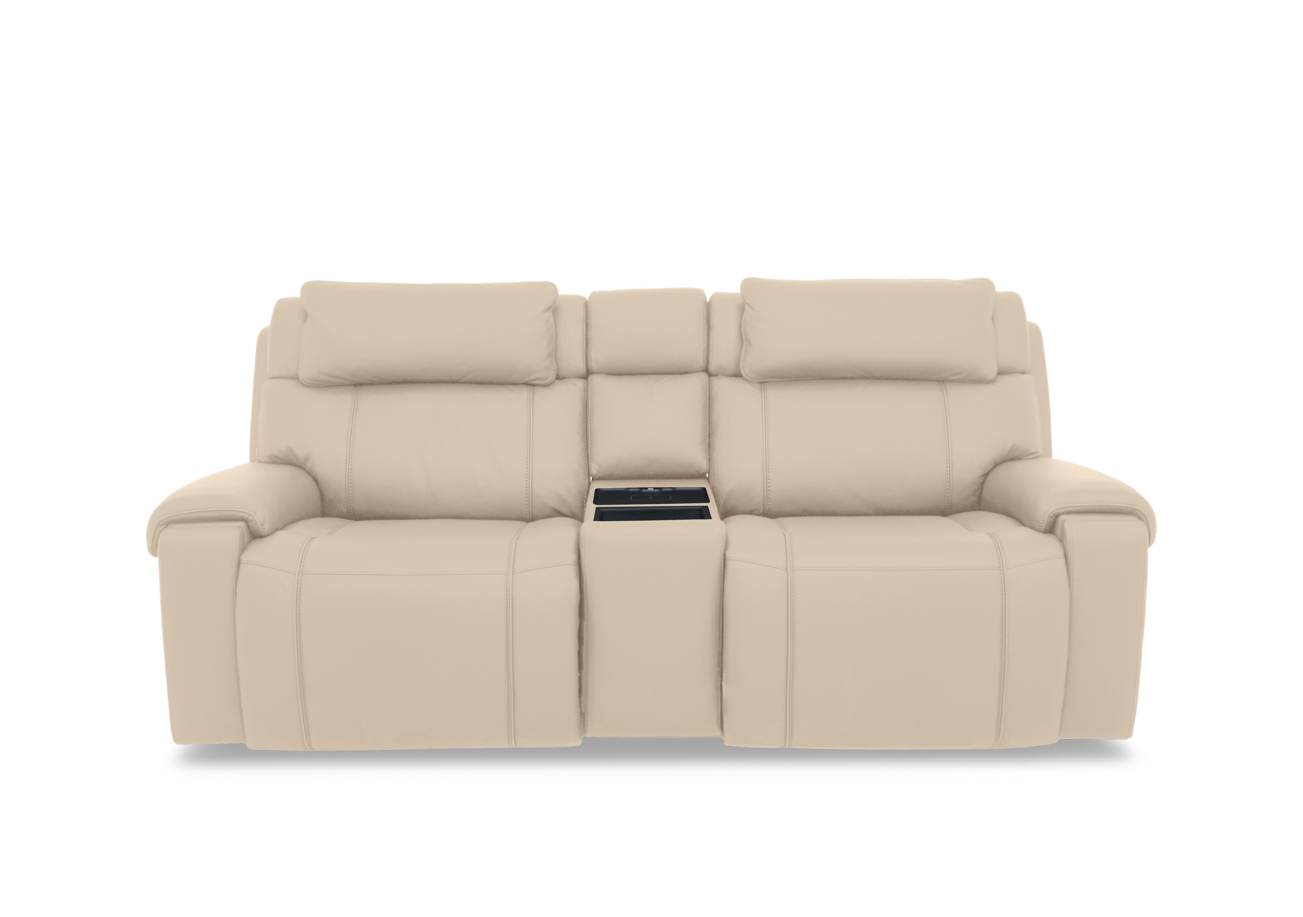 Hollywood Leather 3 Seater Power Recliner Media Sofa with Power Headrests and Storage Arms in Nc-862c Bisque on Furniture Village
