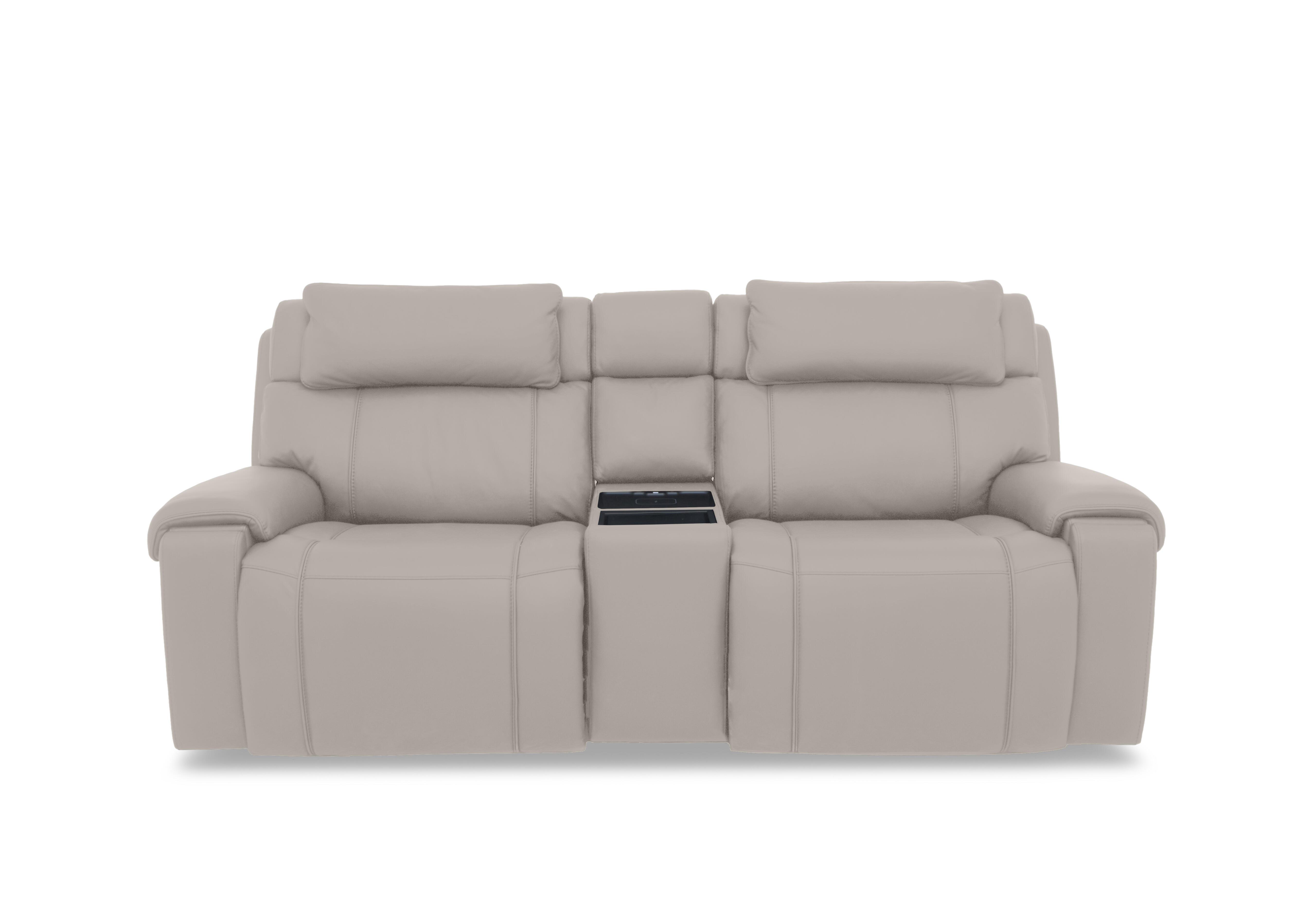 Hollywood Leather 3 Seater Power Recliner Media Sofa with Power Headrests and Storage Arms in Nc-946b Feather Grey on Furniture Village