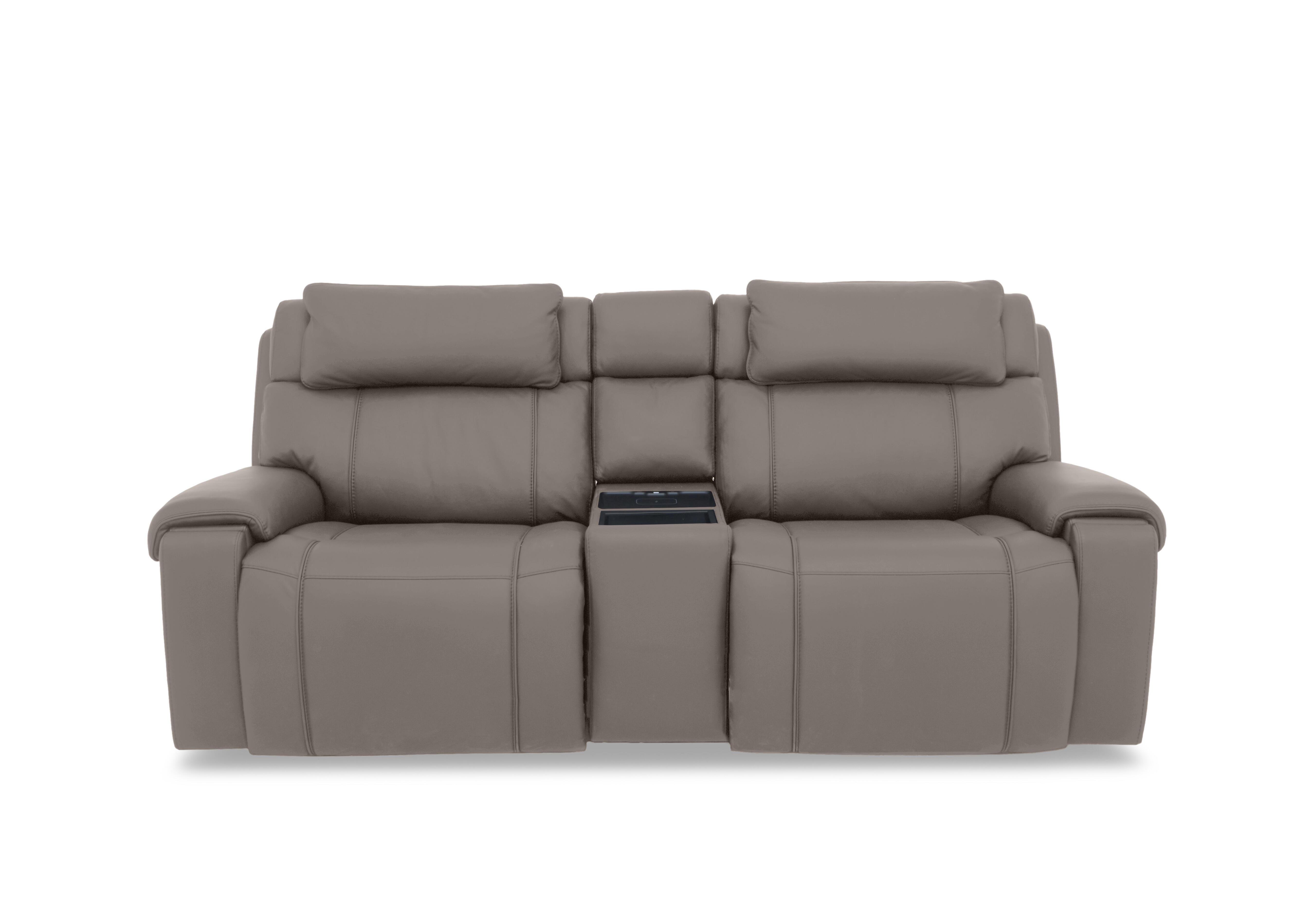 Hollywood Leather 3 Seater Power Recliner Media Sofa with Power Headrests and Storage Arms in Nw-042e Elephant on Furniture Village
