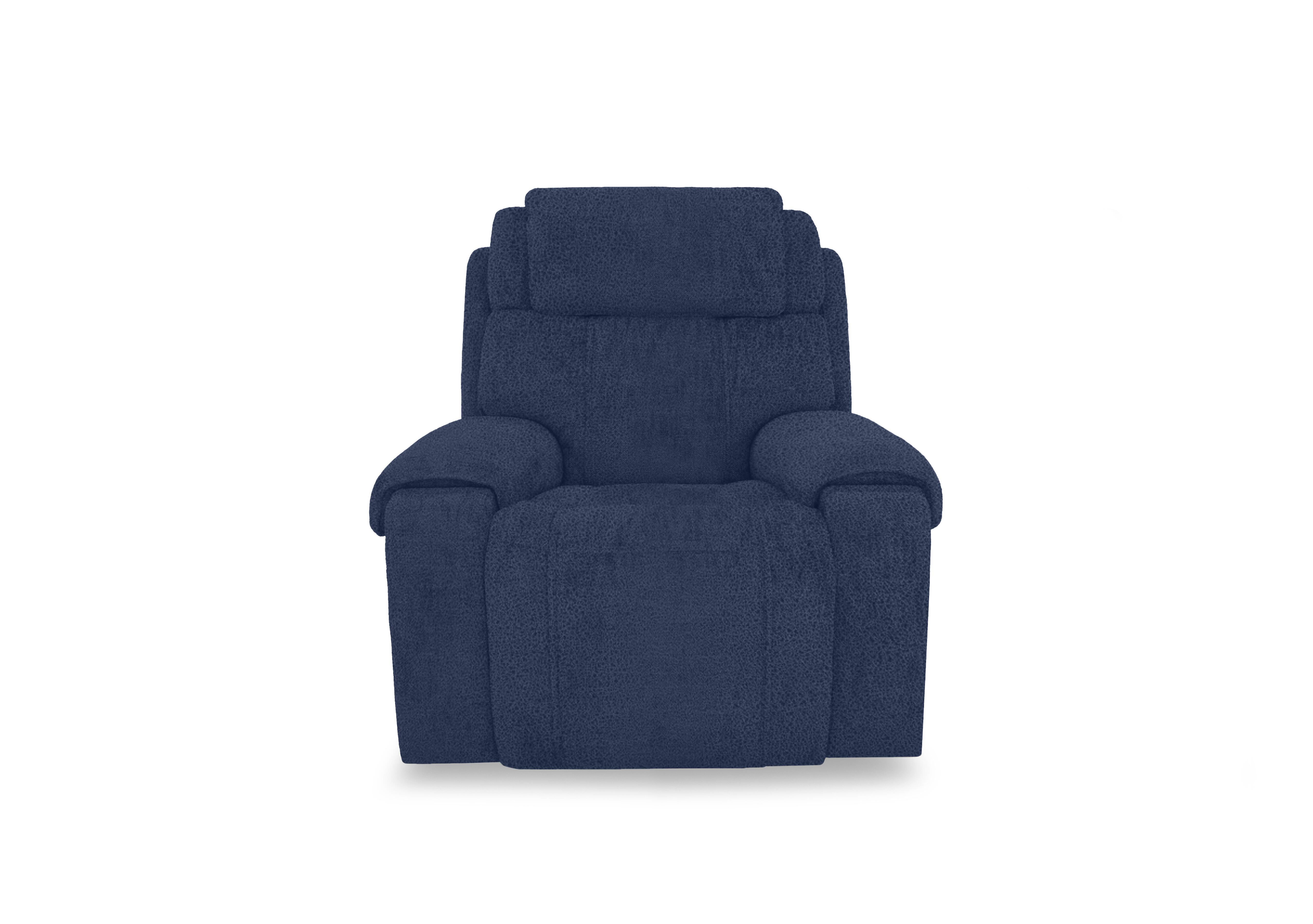 Hollywood Fabric Power Recliner Chair with Power Headrest and Storage Arms in Bfa-Blj-R10 Blue on Furniture Village