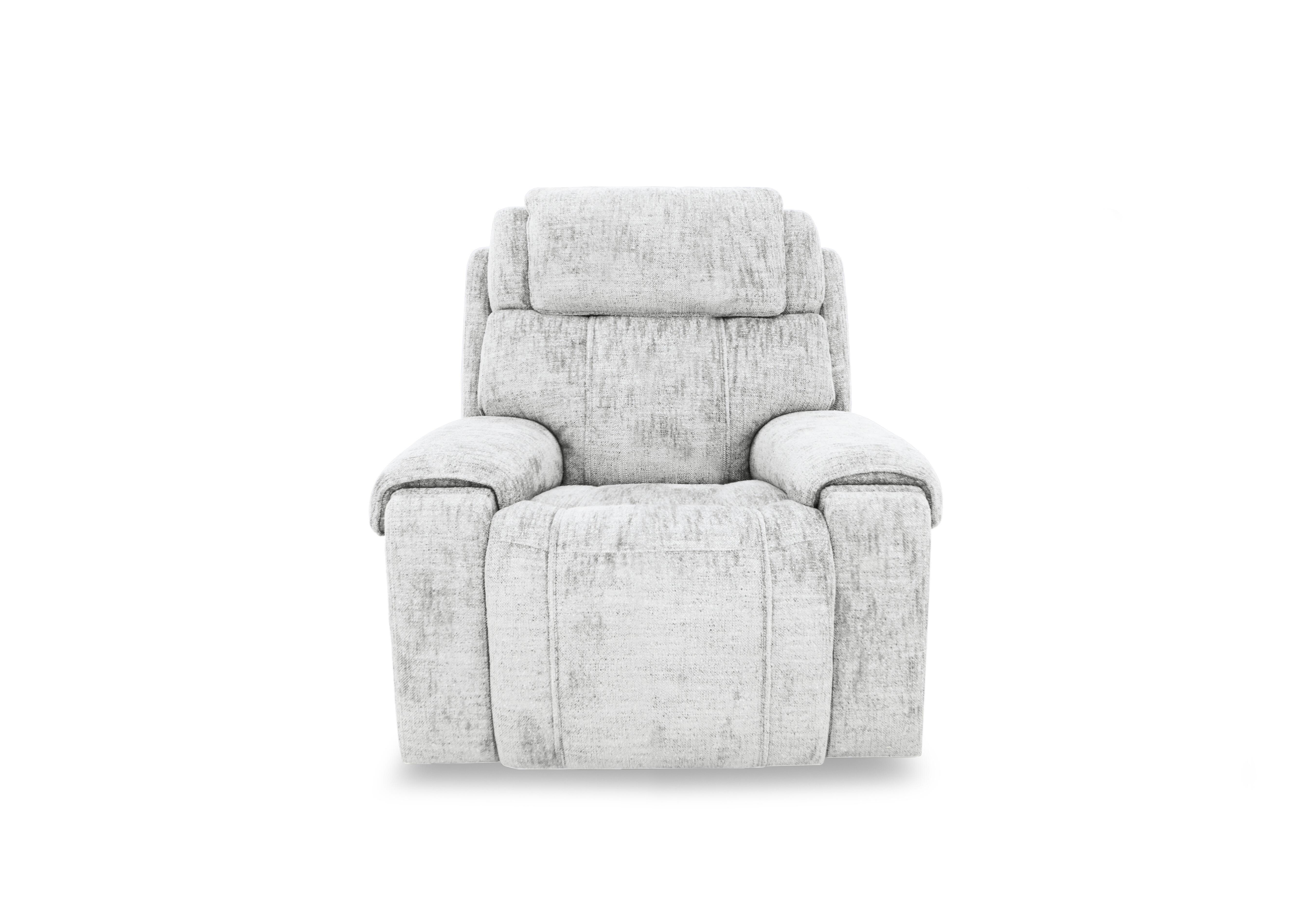 Hollywood Fabric Power Recliner Chair with Power Headrest and Storage Arms in Fab-Mga-R06 Silver Green on Furniture Village