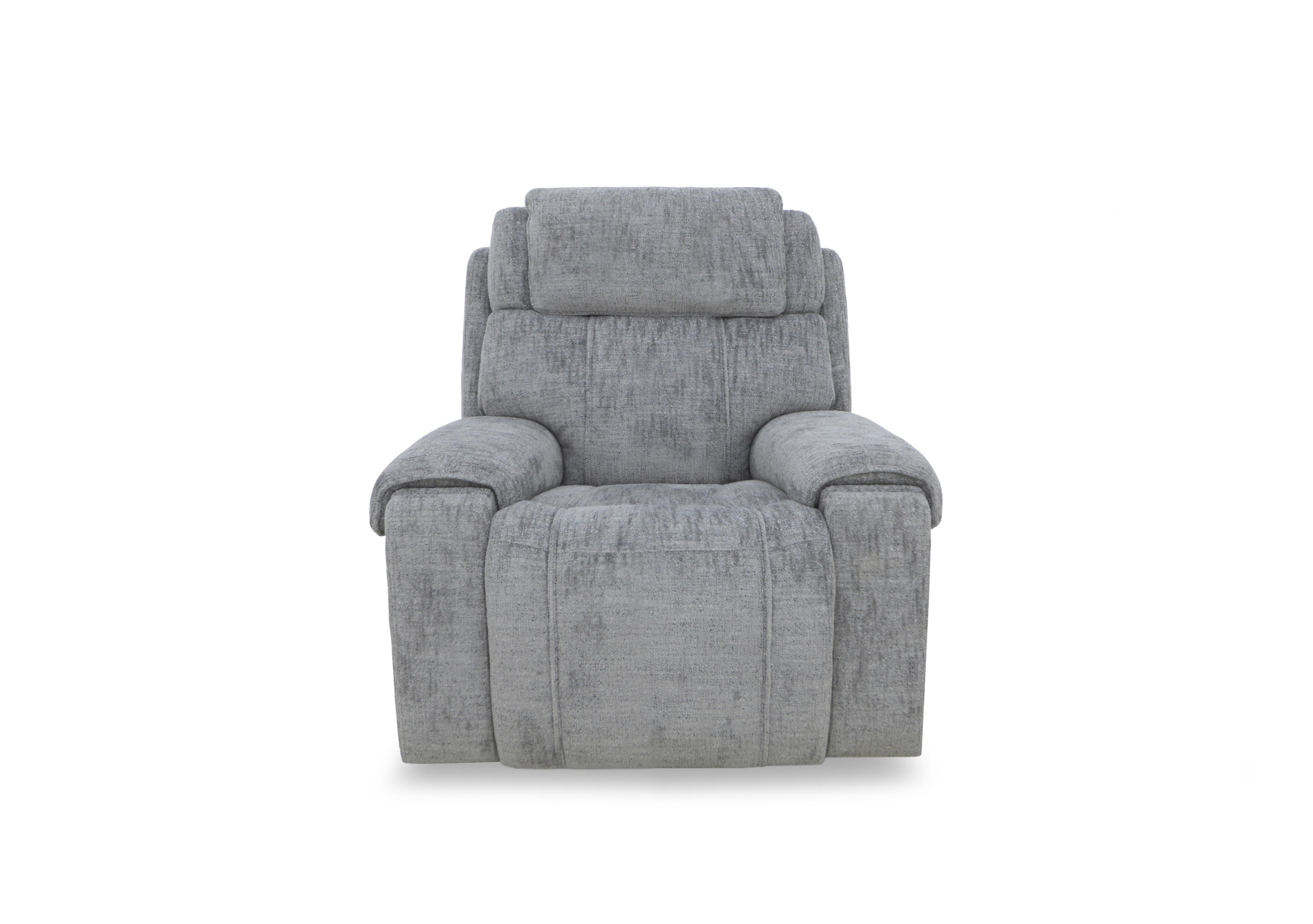 Hollywood Fabric Power Recliner Chair with Power Headrest and Storage Arms in Fab-Mga-R09 Dove Grey on Furniture Village
