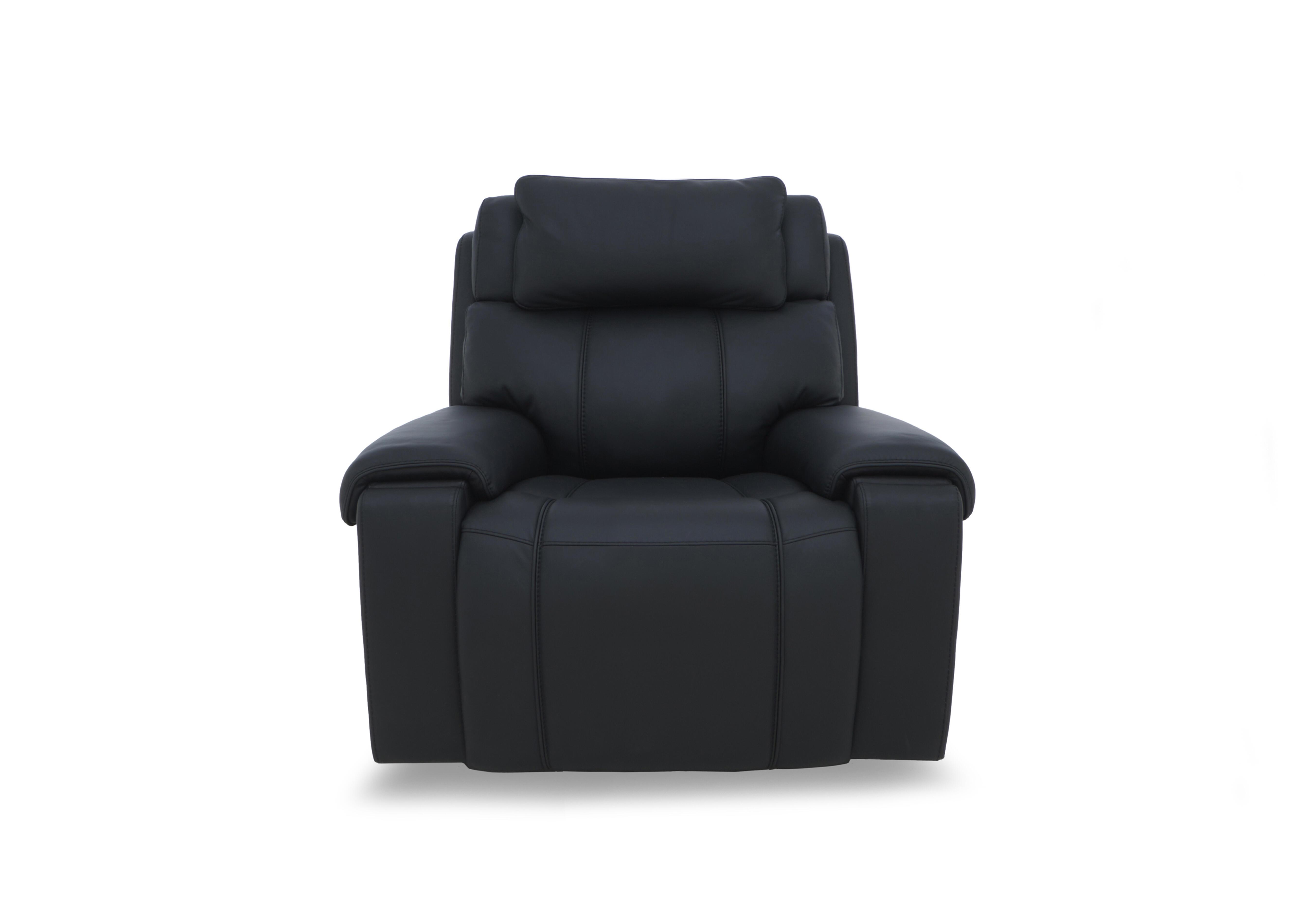 Hollywood Leather Power Recliner Chair with Power Headrest and Storage Arms in Nc-023c Black on Furniture Village