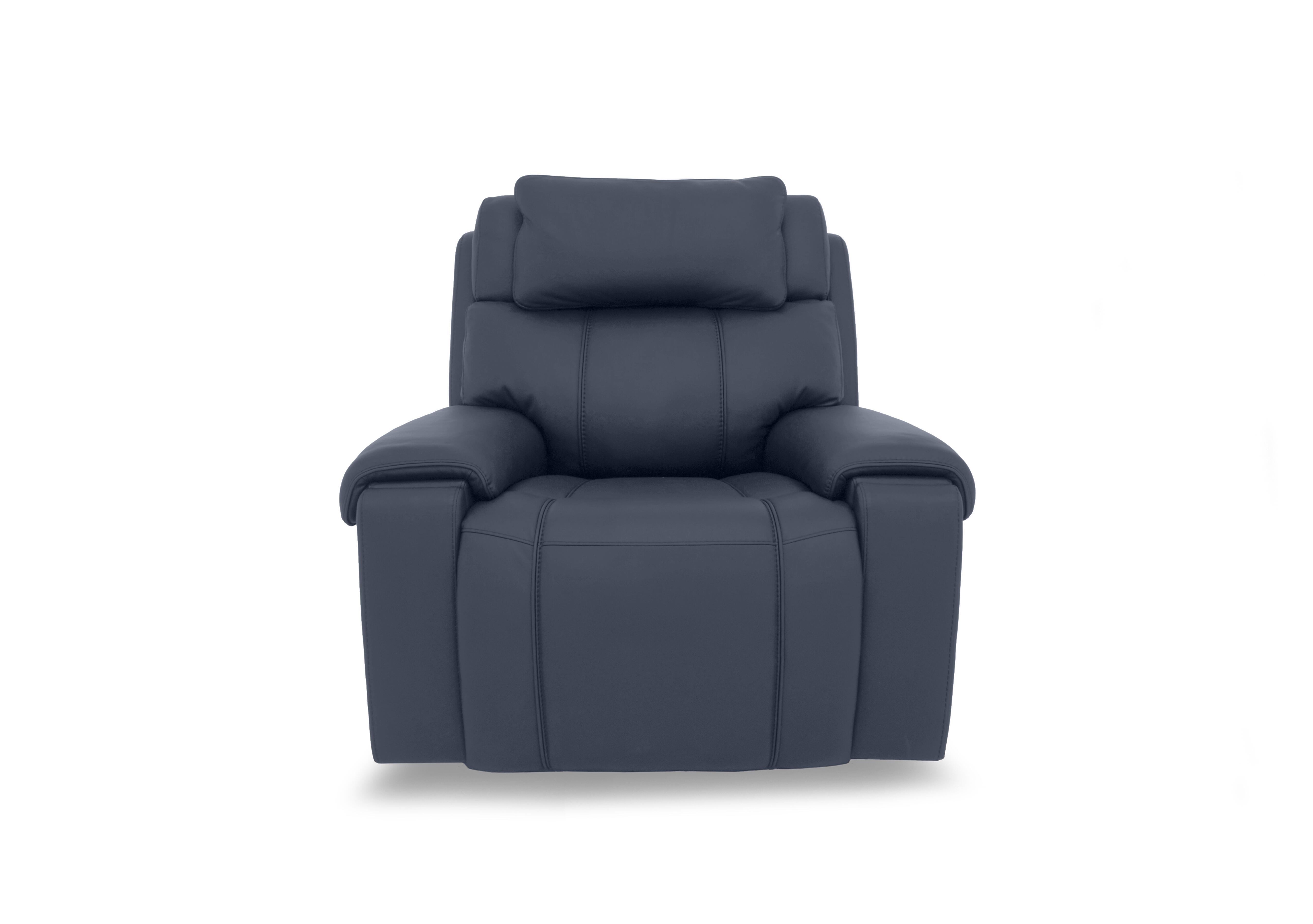 Hollywood Leather Power Recliner Chair with Power Headrest and Storage Arms in Nc-313e Ocean Blue on Furniture Village