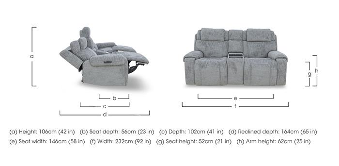 Hollywood Fabric 3 Seater Power Recliner Media Sofa with Power Headrests and Storage Arms in  on Furniture Village