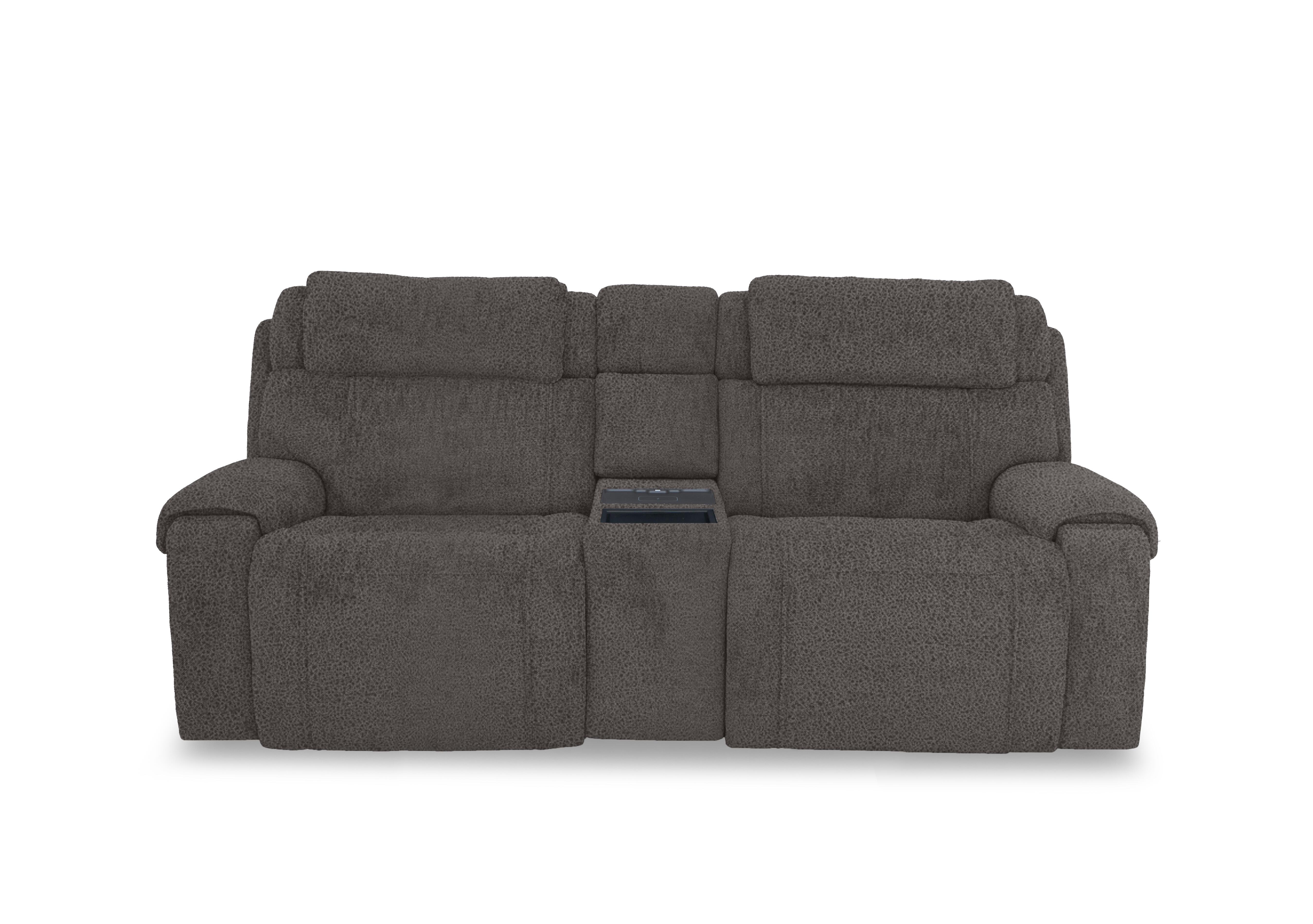 Hollywood Fabric 3 Seater Power Recliner Media Sofa with Power Headrests and Storage Arms in Bfa-Blj-R16 Grey on Furniture Village