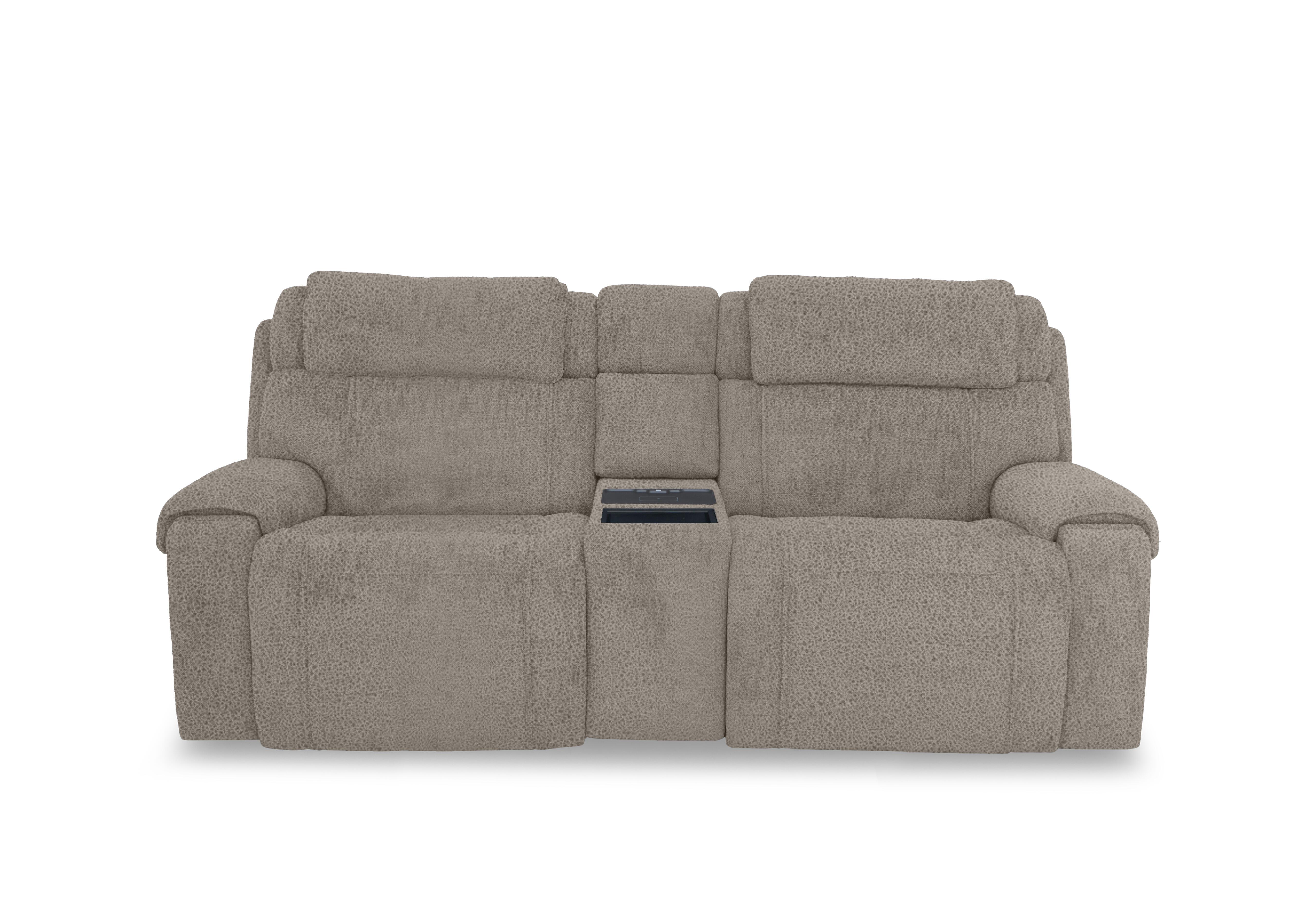 Hollywood Fabric 3 Seater Power Recliner Media Sofa with Power Headrests and Storage Arms in Bfa-Blj-R946 Silver on Furniture Village