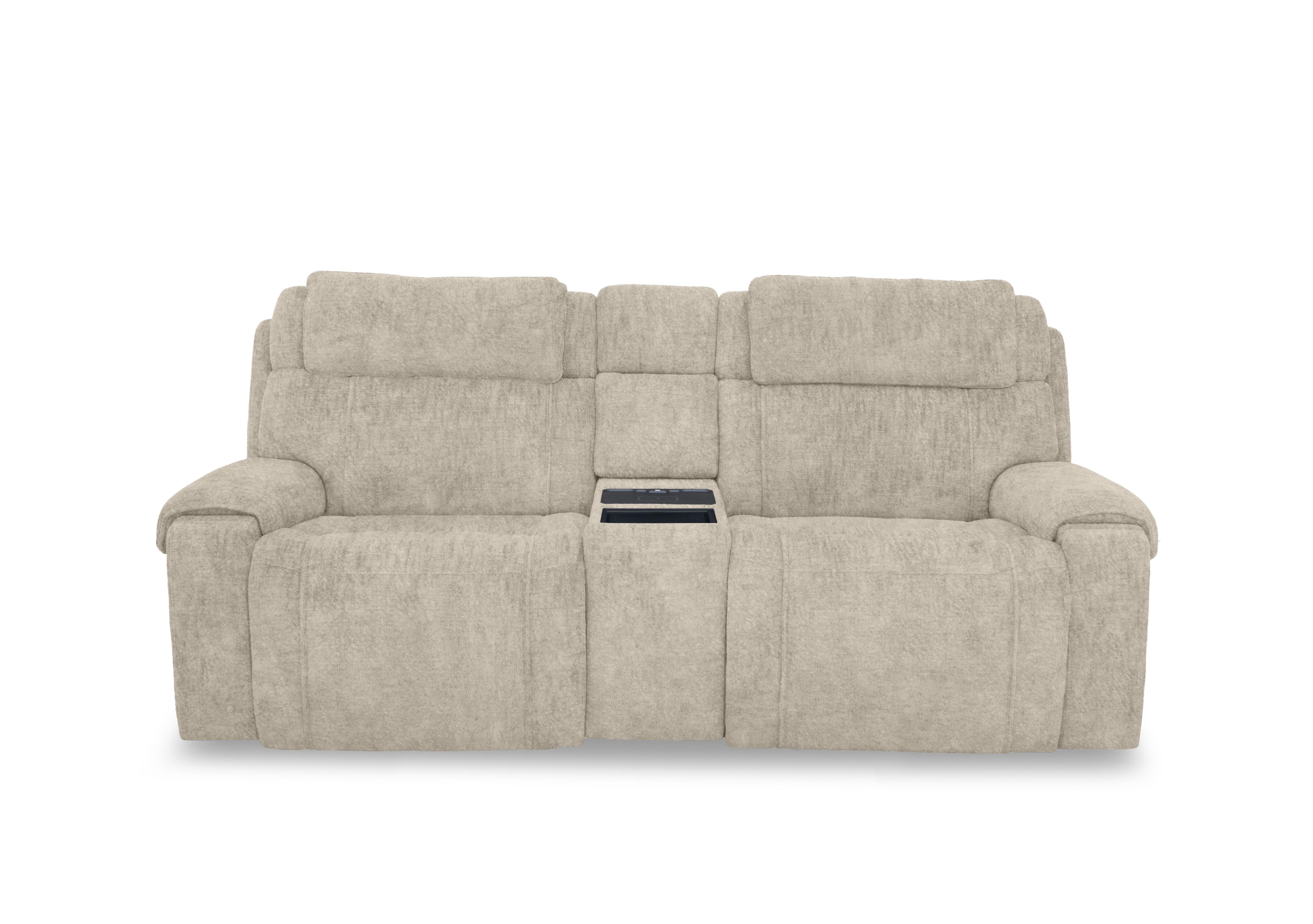 Hollywood Fabric 3 Seater Power Recliner Media Sofa with Power Headrests and Storage Arms in Bfa-Bnn-R26 Cream on Furniture Village