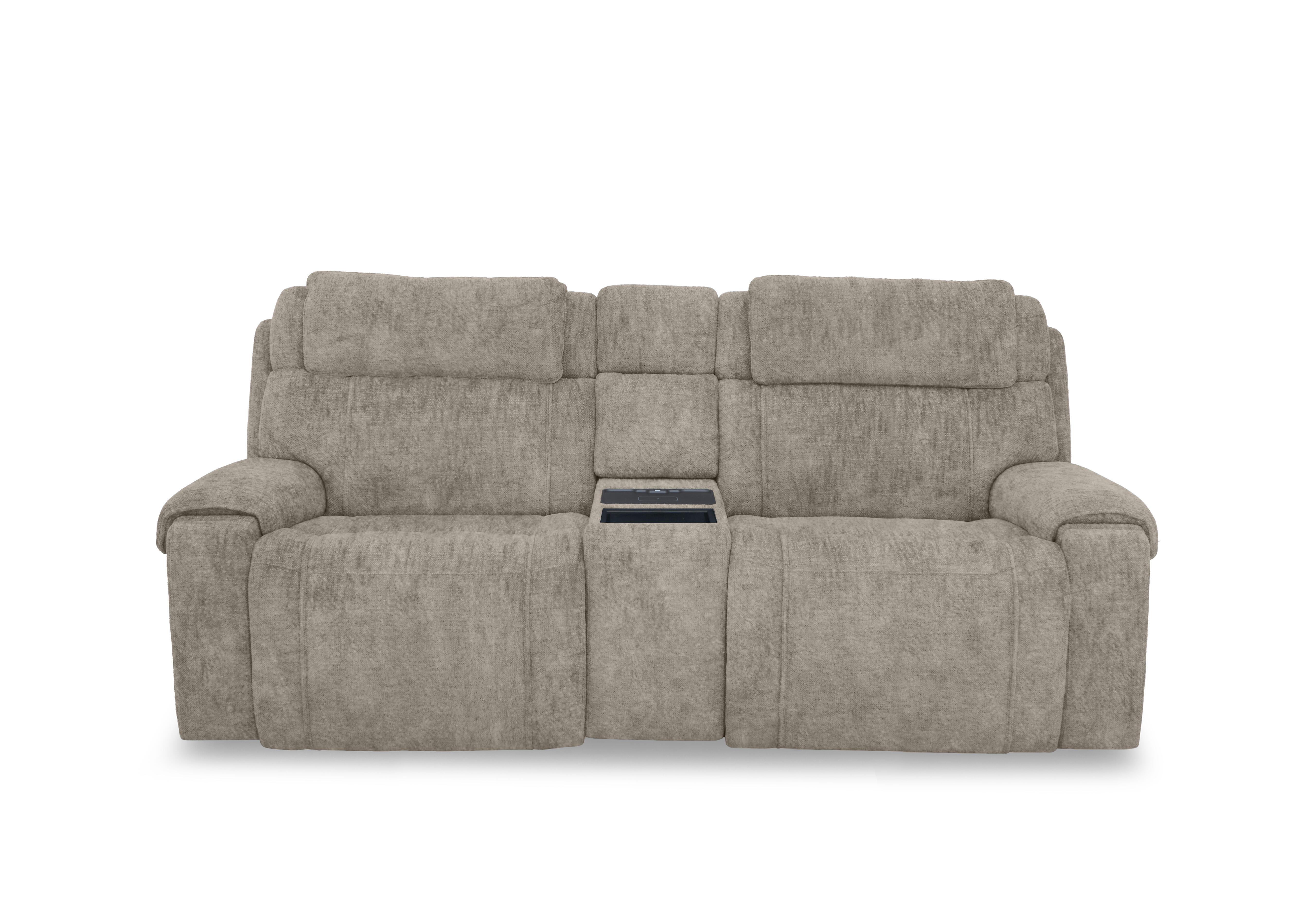 Hollywood Fabric 3 Seater Power Recliner Media Sofa with Power Headrests and Storage Arms in Bfa-Bnn-R29 Mink on Furniture Village