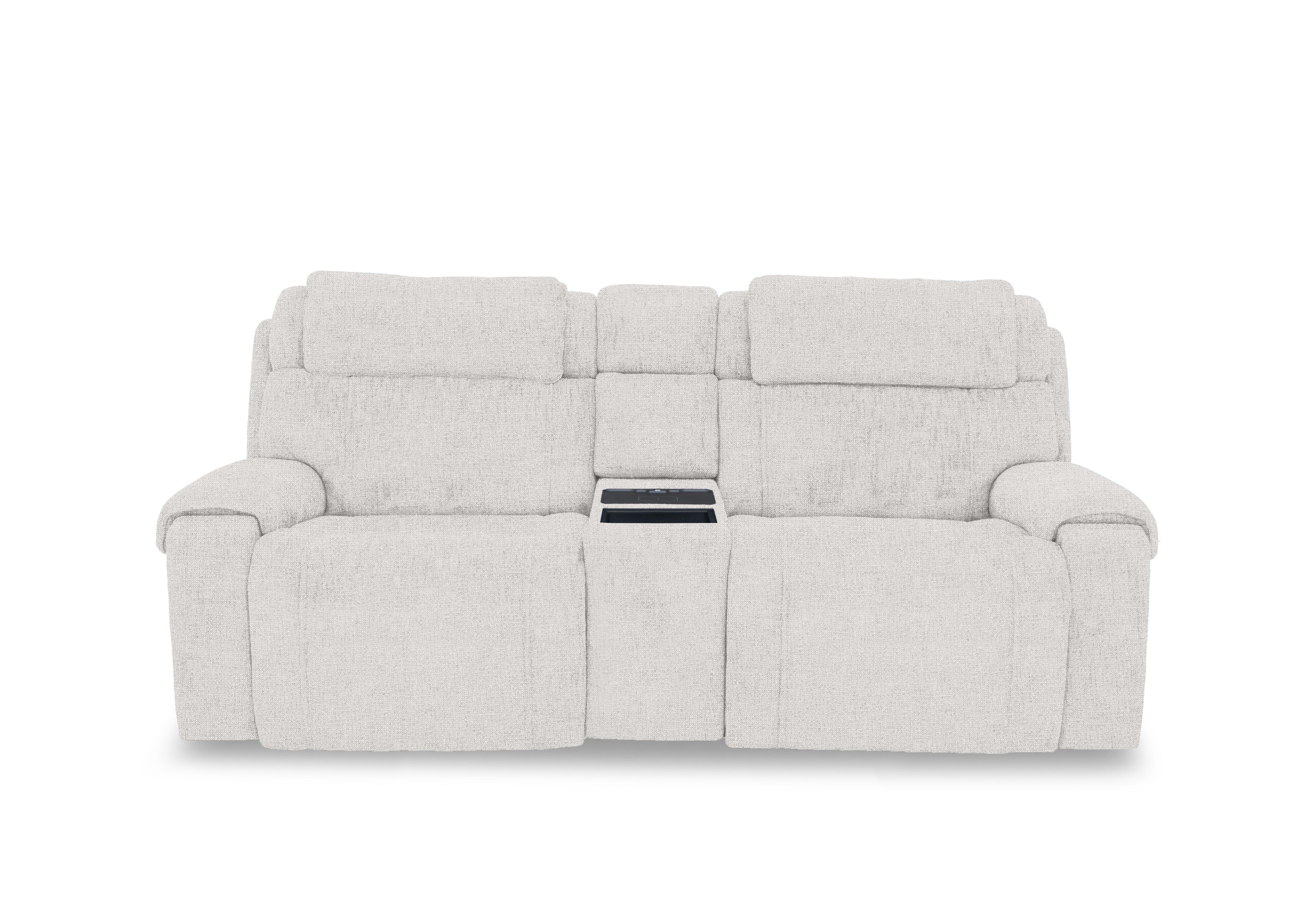 Hollywood Fabric 3 Seater Power Recliner Media Sofa with Power Headrests and Storage Arms in Fab-Mil-R110 Sand on Furniture Village