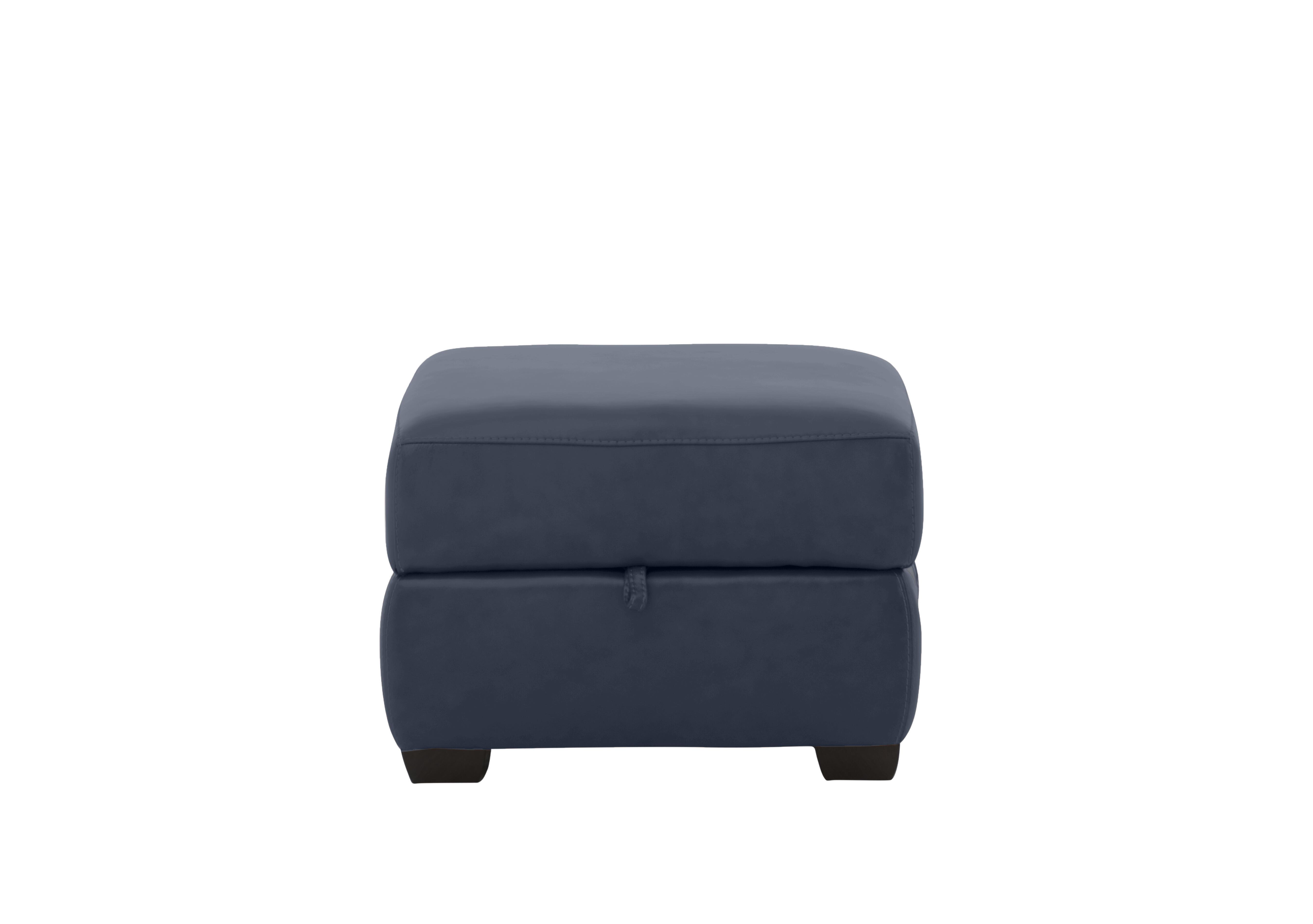 Hollywood Leather Storage Footstool in Nc-313e Ocean Blue on Furniture Village