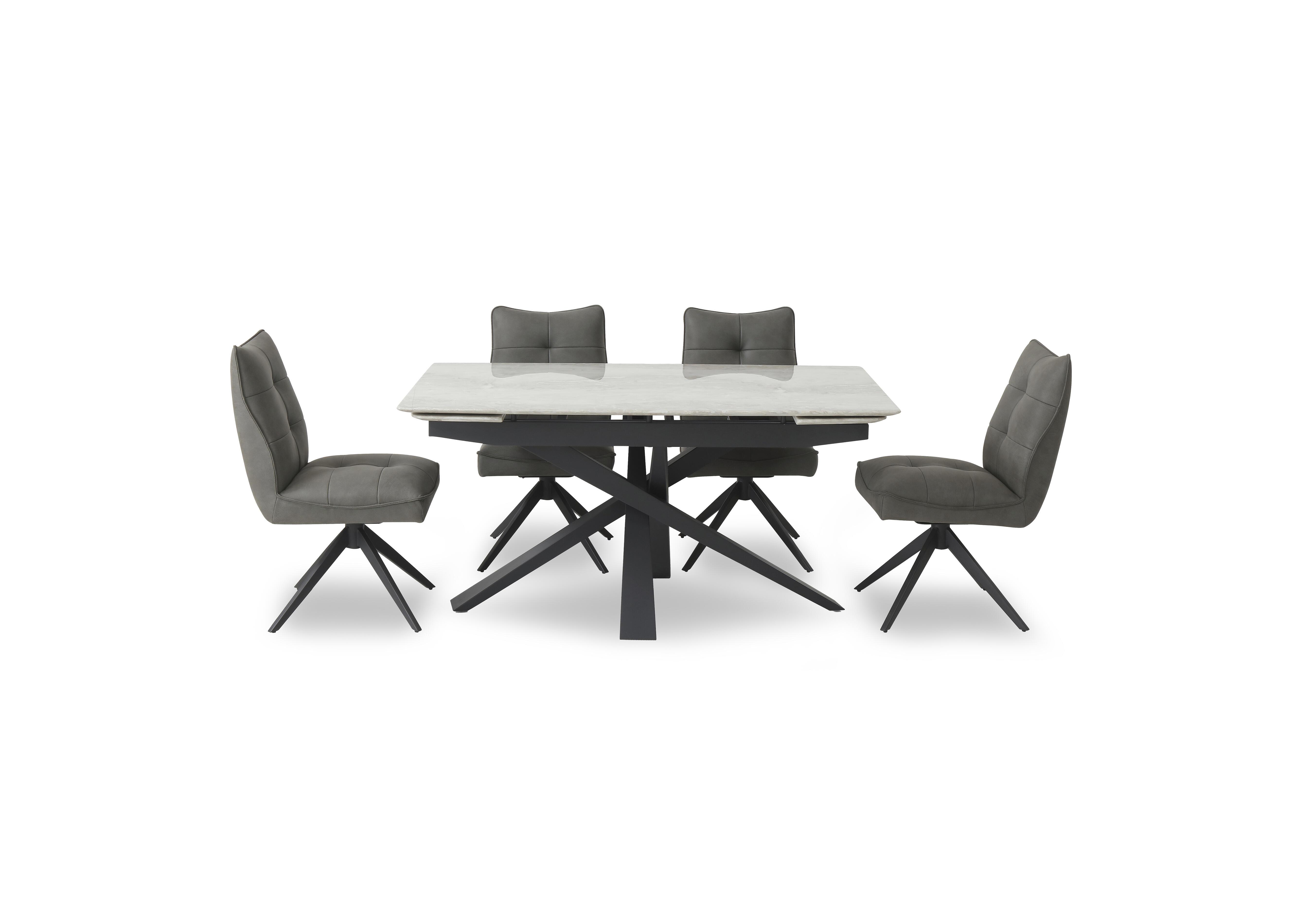 Germain Extending Dining Table and 4 Swivel Dining Chairs in Charcoal on Furniture Village