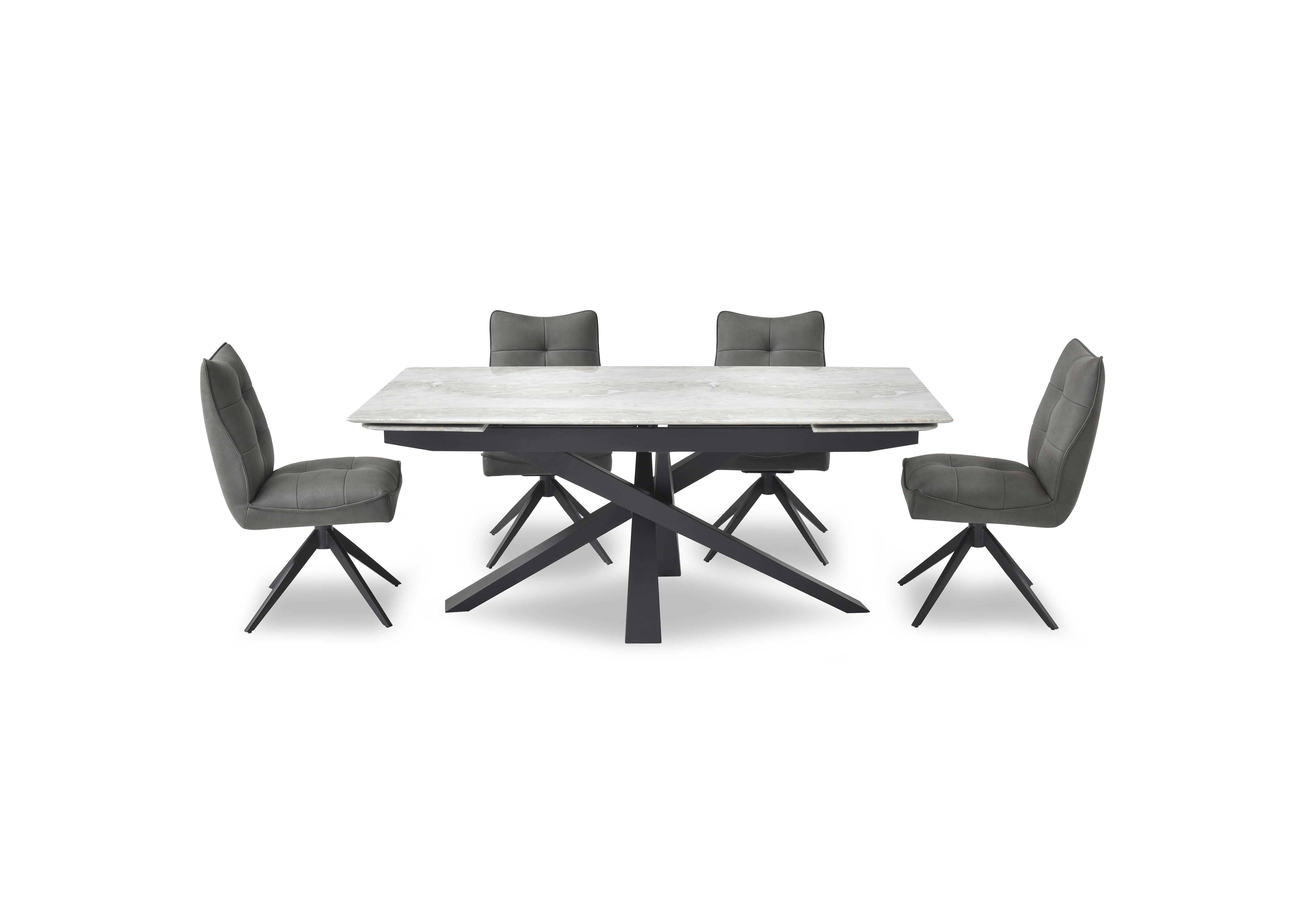 Germain Extending Dining Table and 4 Swivel Dining Chairs in Charcoal on Furniture Village