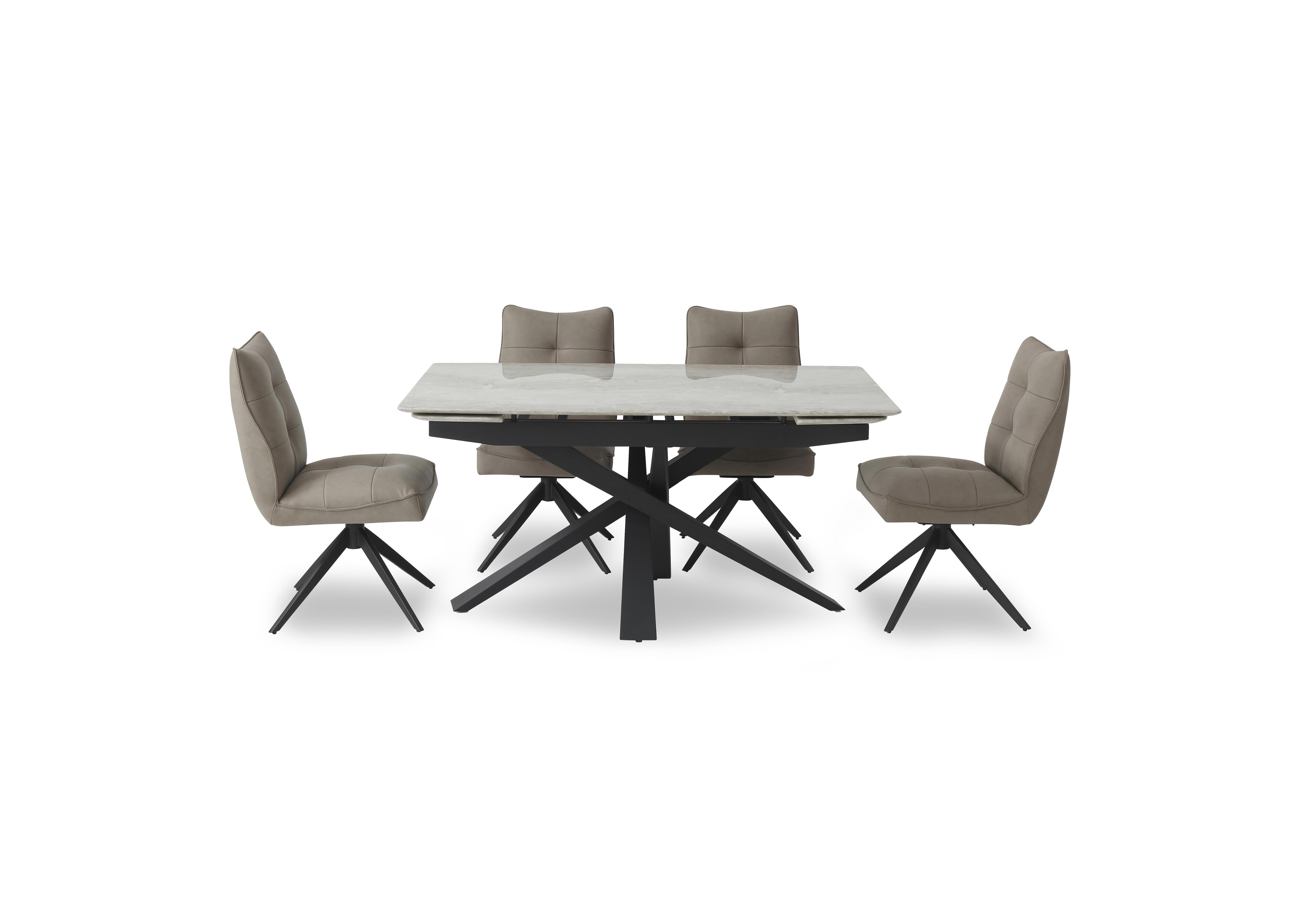 Germain Extending Dining Table and 4 Swivel Dining Chairs in Taupe on Furniture Village