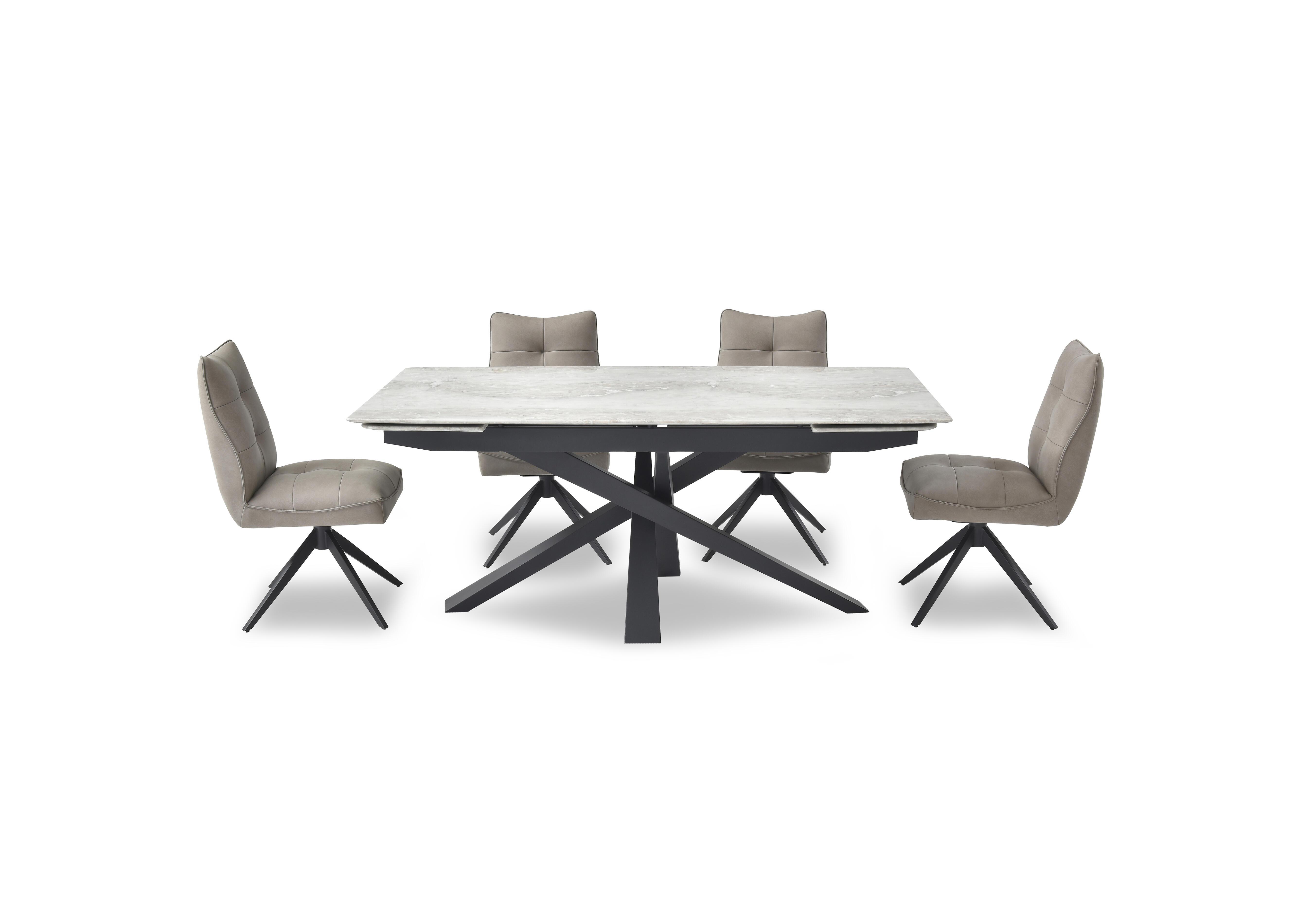 Germain Extending Dining Table and 4 Swivel Dining Chairs in Taupe on Furniture Village