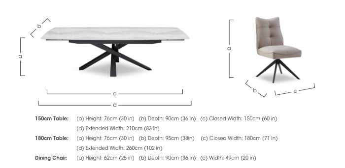 Germain Extending Dining Table and 6 Swivel Dining Chairs in  on Furniture Village