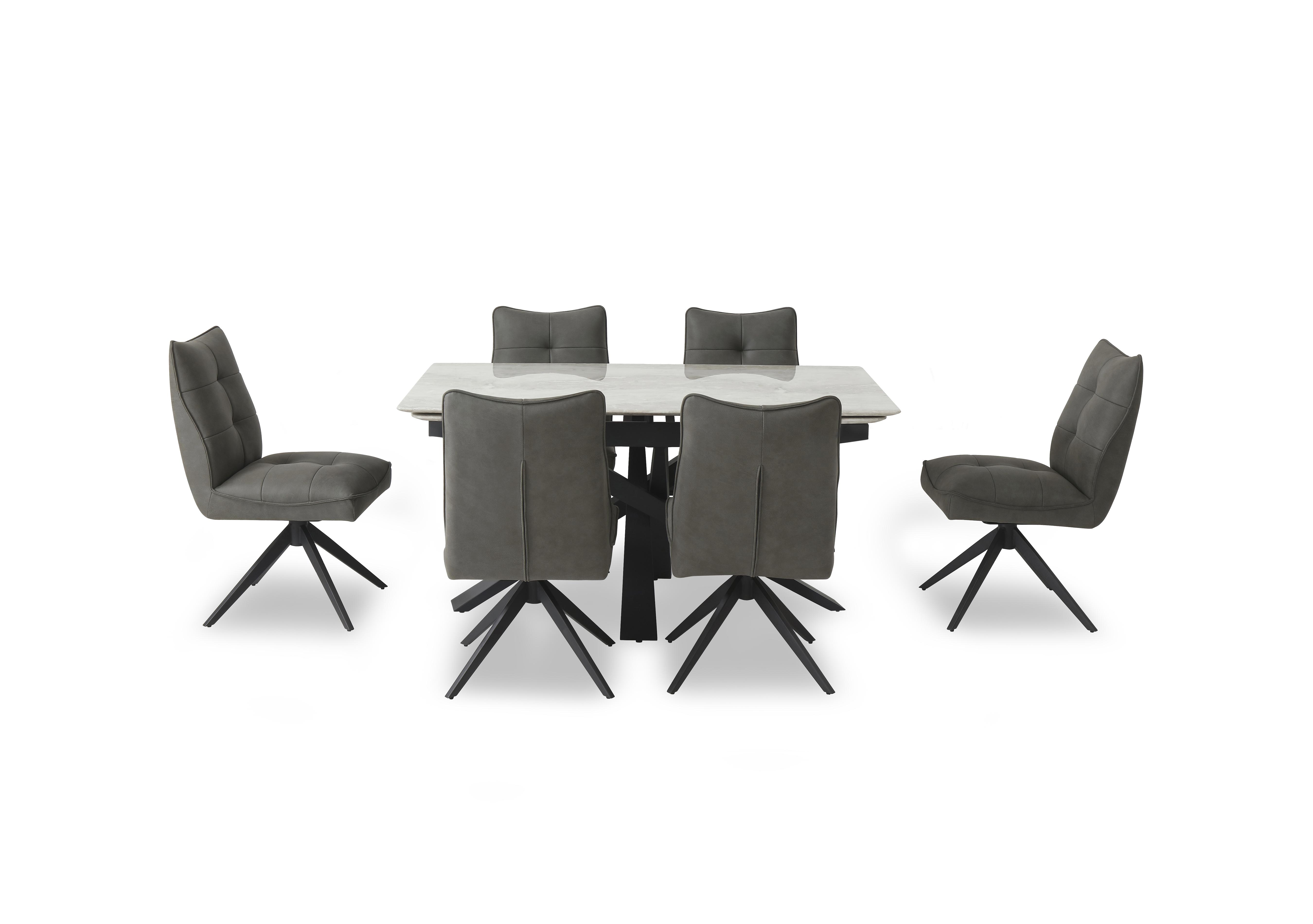 Germain Extending Dining Table and 6 Swivel Dining Chairs in Charcoal on Furniture Village