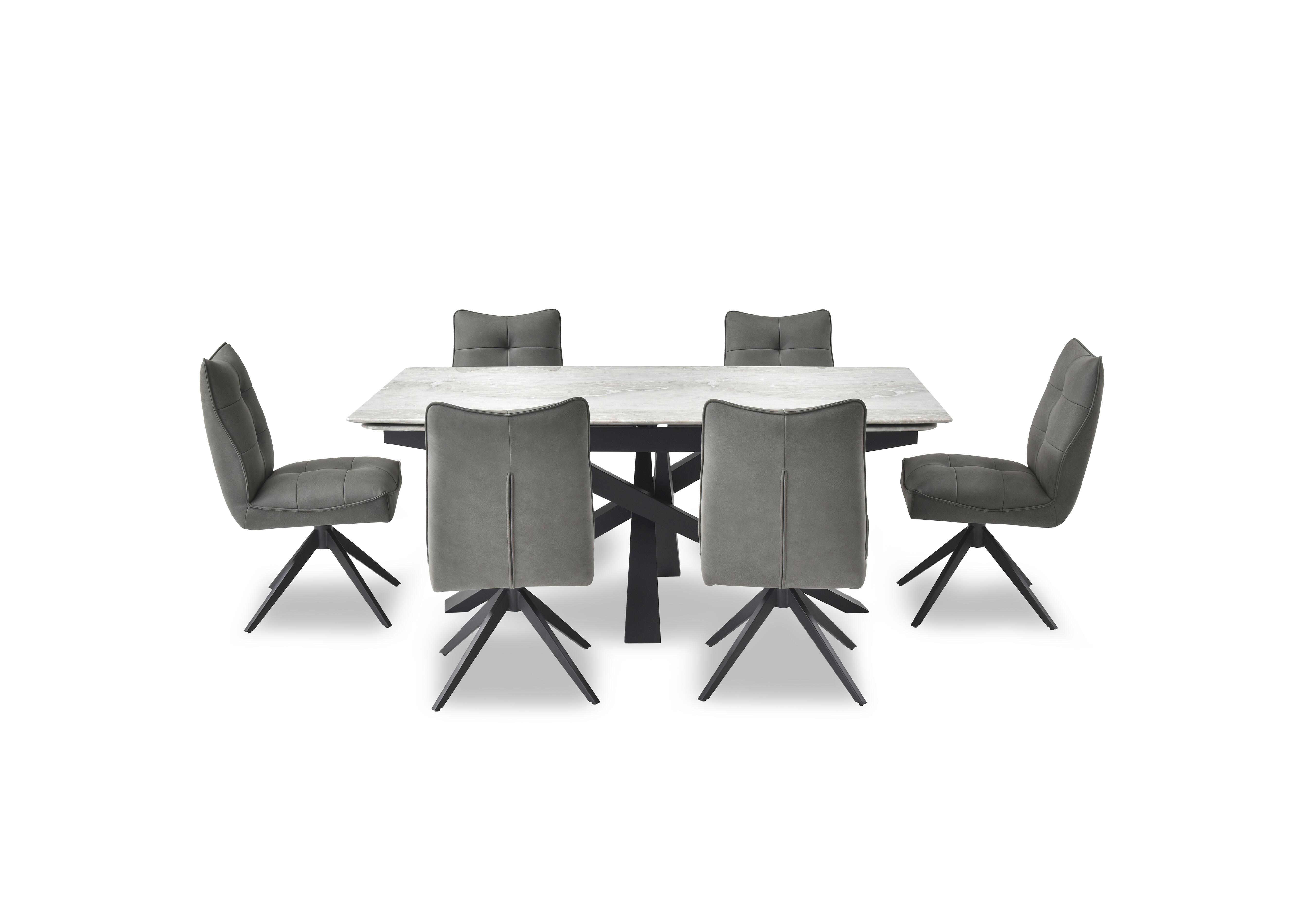 Germain Extending Dining Table and 6 Swivel Dining Chairs in Charcoal on Furniture Village