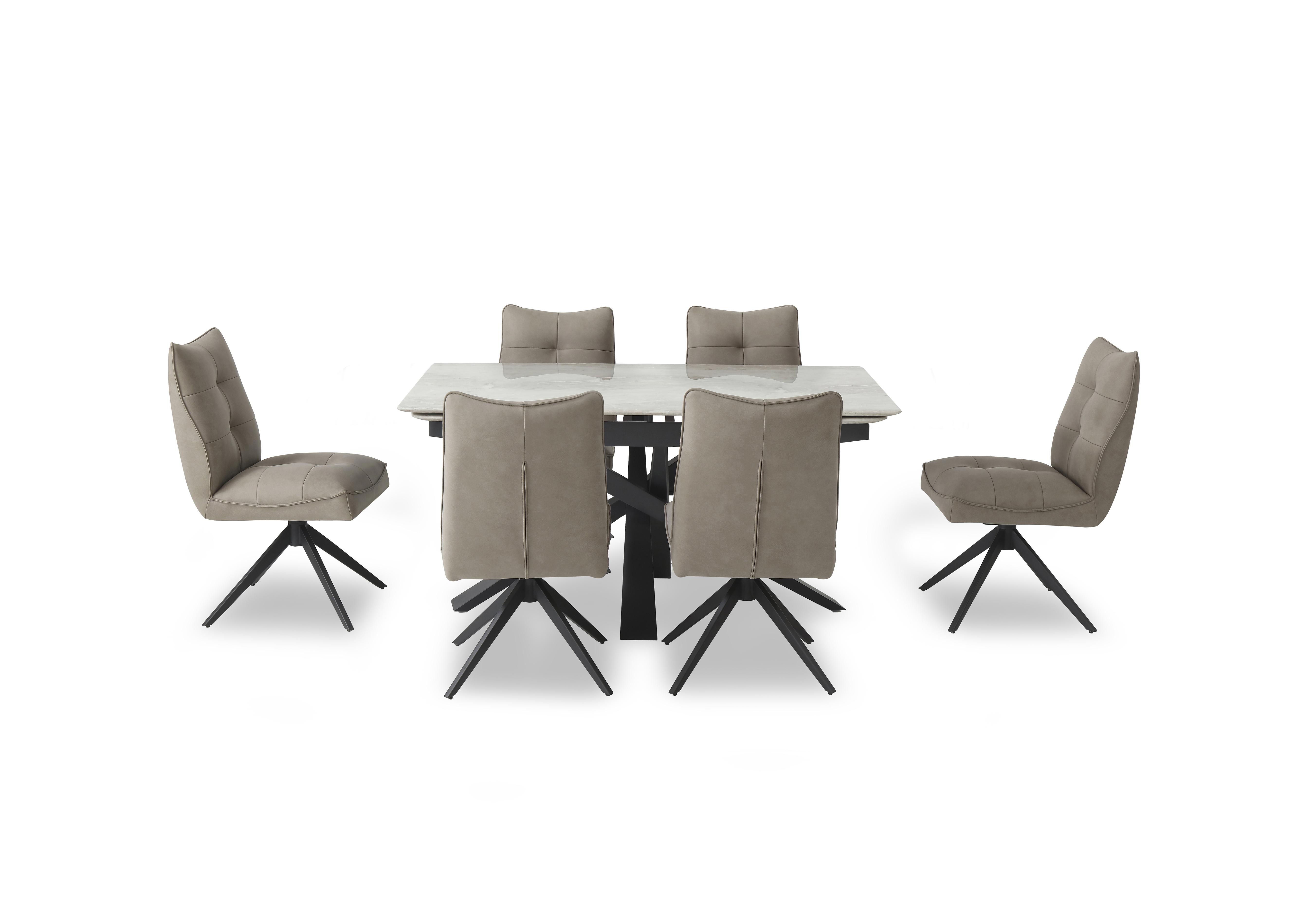 Germain Extending Dining Table and 6 Swivel Dining Chairs in Taupe on Furniture Village