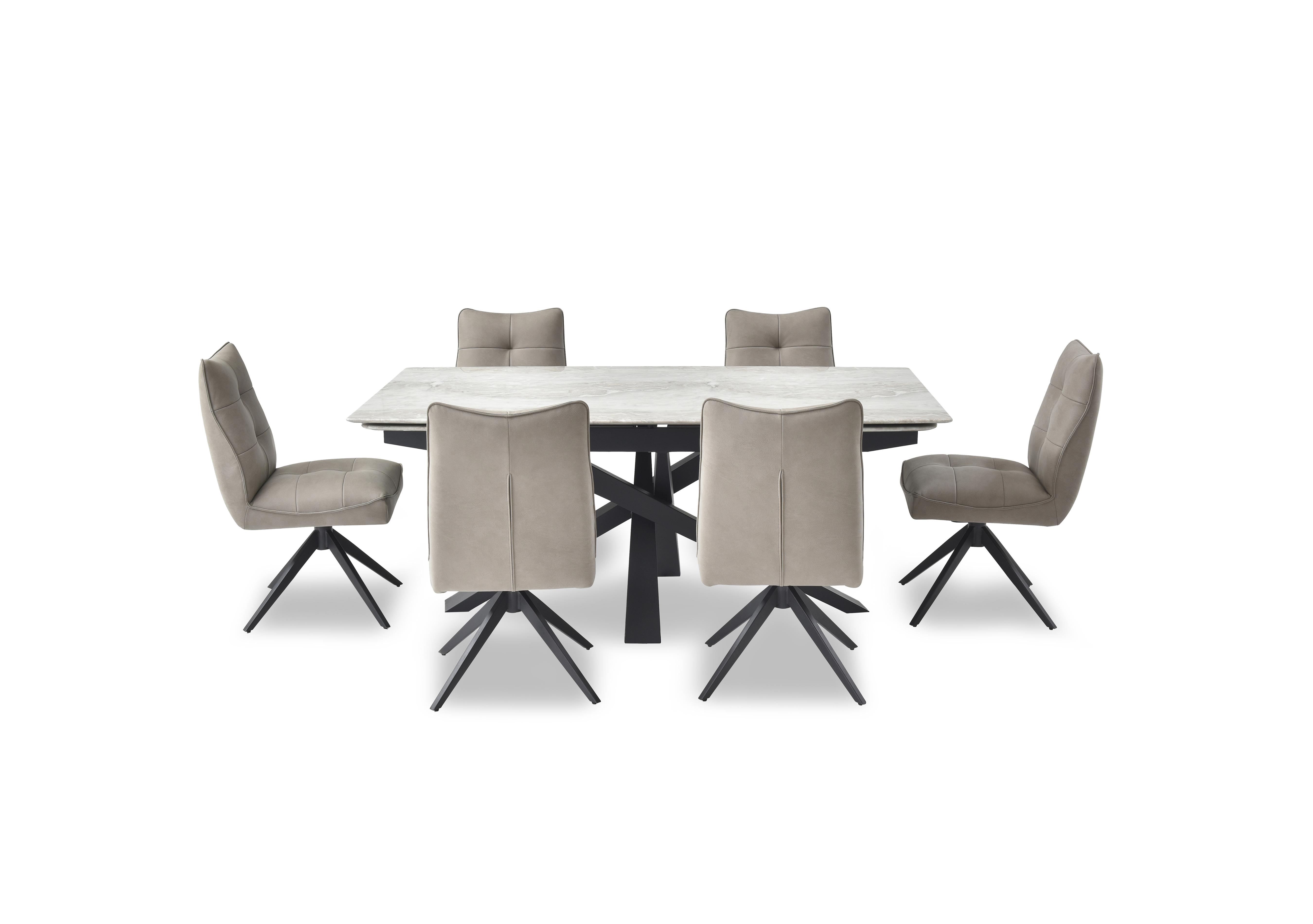 Germain Extending Dining Table and 6 Swivel Dining Chairs in Taupe on Furniture Village