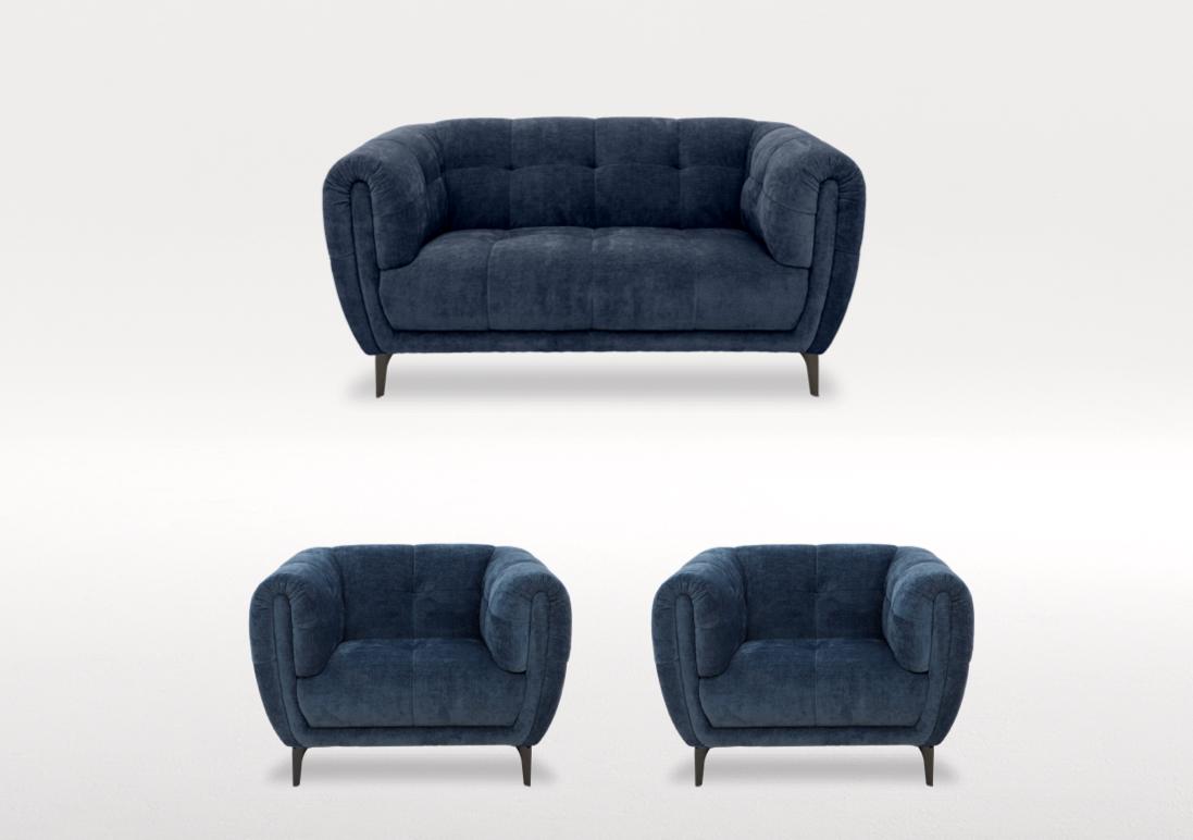 Sienna 2 Seater Fabric Sofa and Two Armchair Set in Hudson Ocean 25315 on Furniture Village