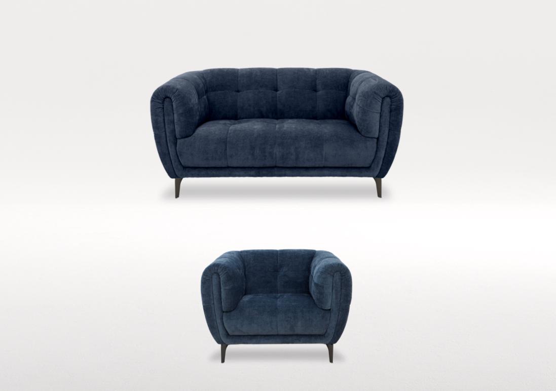 Sienna 2 Seater Fabric Sofa and Fabric Armchair Set in Hudson Ocean 25315 on Furniture Village