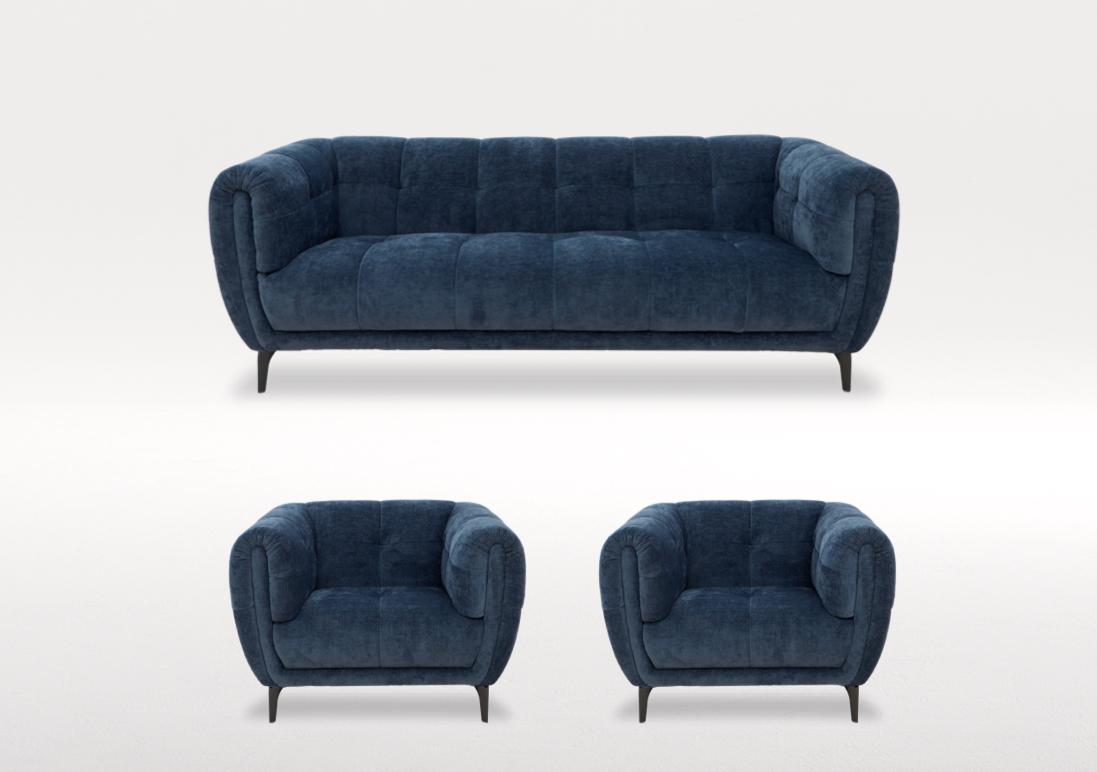 Sienna 3 Seater Fabric Sofa and Two Fabric Armchairs Set in Hudson Ocean 25315 on Furniture Village