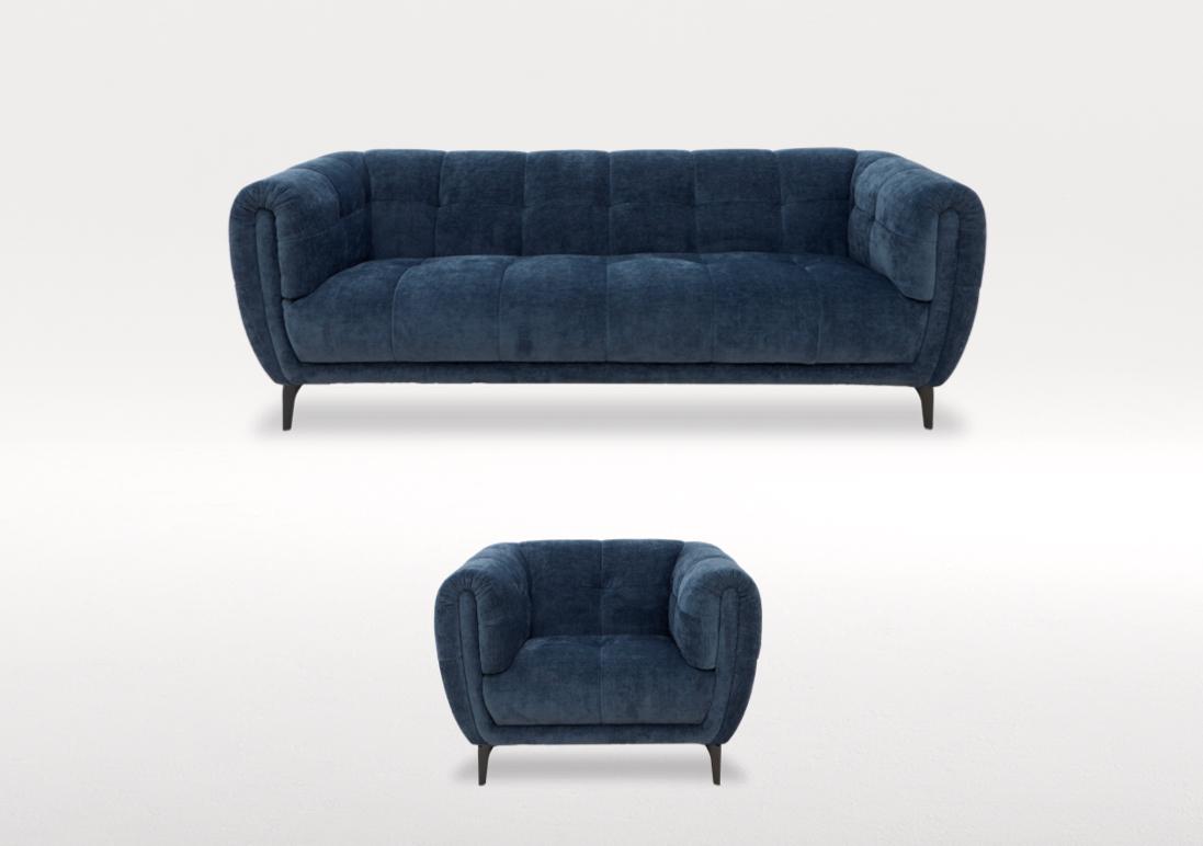 Sienna 3 Seater Fabric Sofa and Fabric Armchair Set in Hudson Ocean 25315 on Furniture Village
