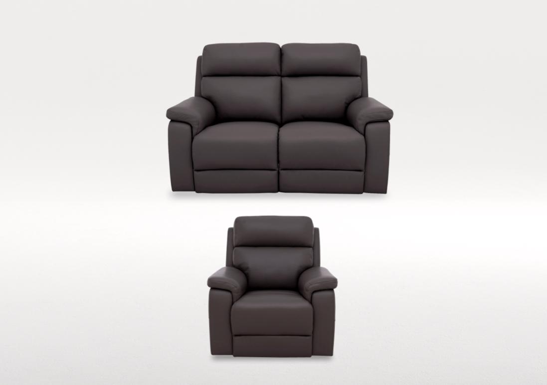Raven 2 Seater Leather Power Recliner Sofa and Leather Power Recliner Armchair Set in Oslo Elephant Cat-40/15 on Furniture Village