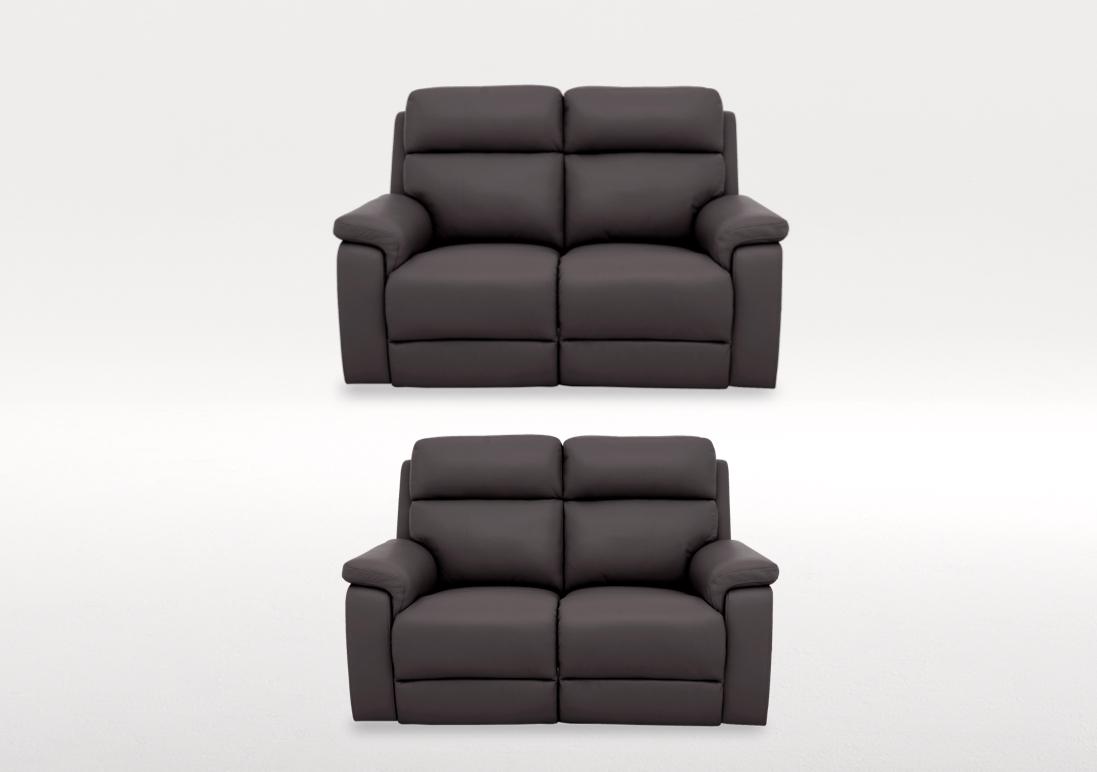 Raven Two 2 Seater Leather Power Recliner Sofas Set in Oslo Elephant Cat-40/15 on Furniture Village