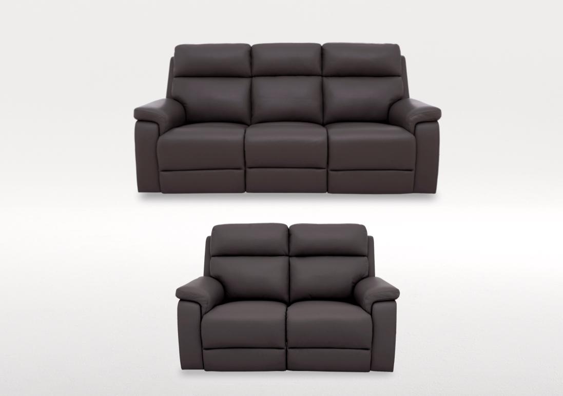 Raven 3 Seater Leather Power Recliner Sofa and 2 Seater Leather Power Recliner Sofa Set in Oslo Elephant Cat-40/15 on Furniture Village