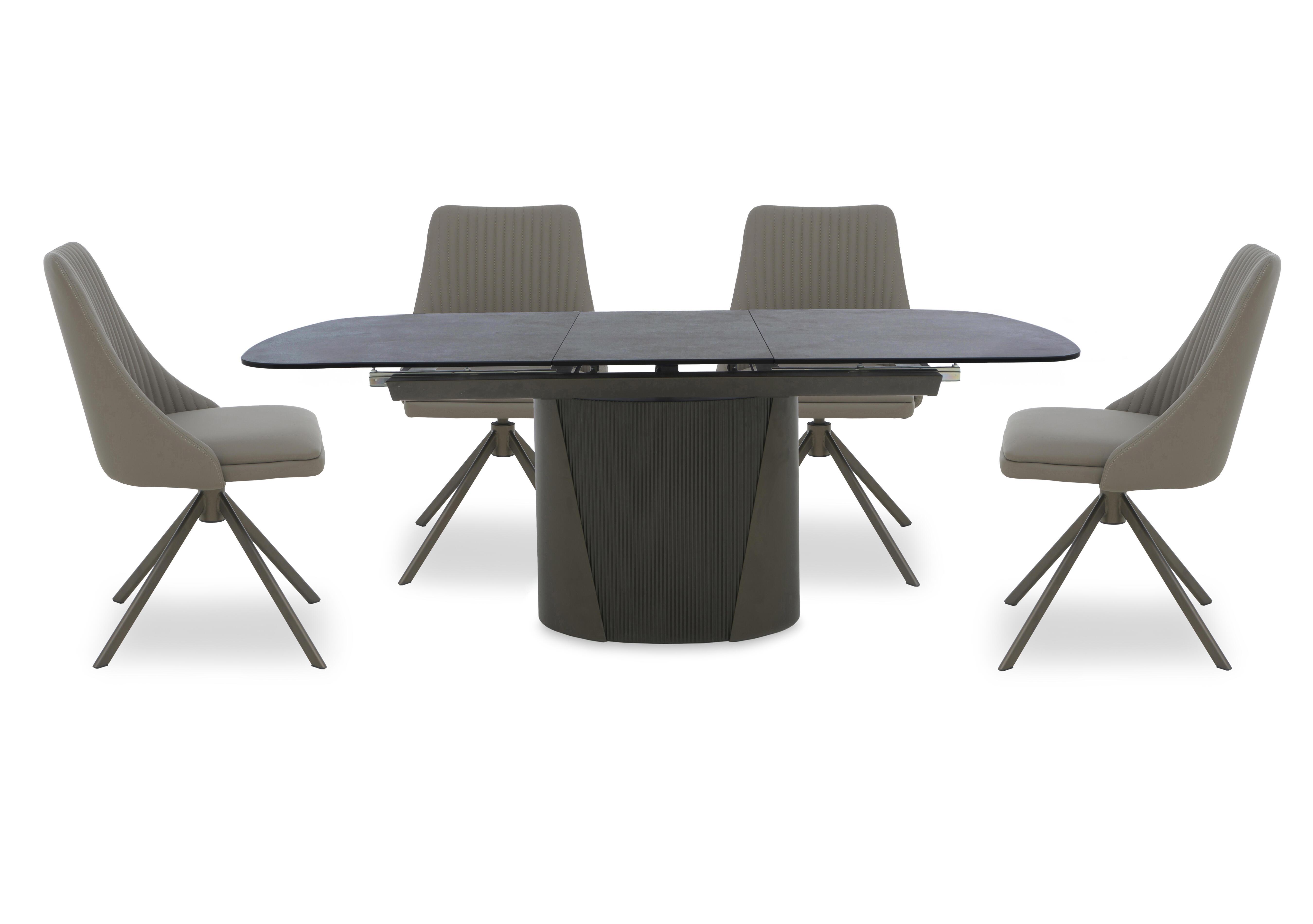 Icon Bronze Extending Dining Table and 4 Icon Dining Chairs with Bronze Legs in Dark Taupe - Bronze on Furniture Village