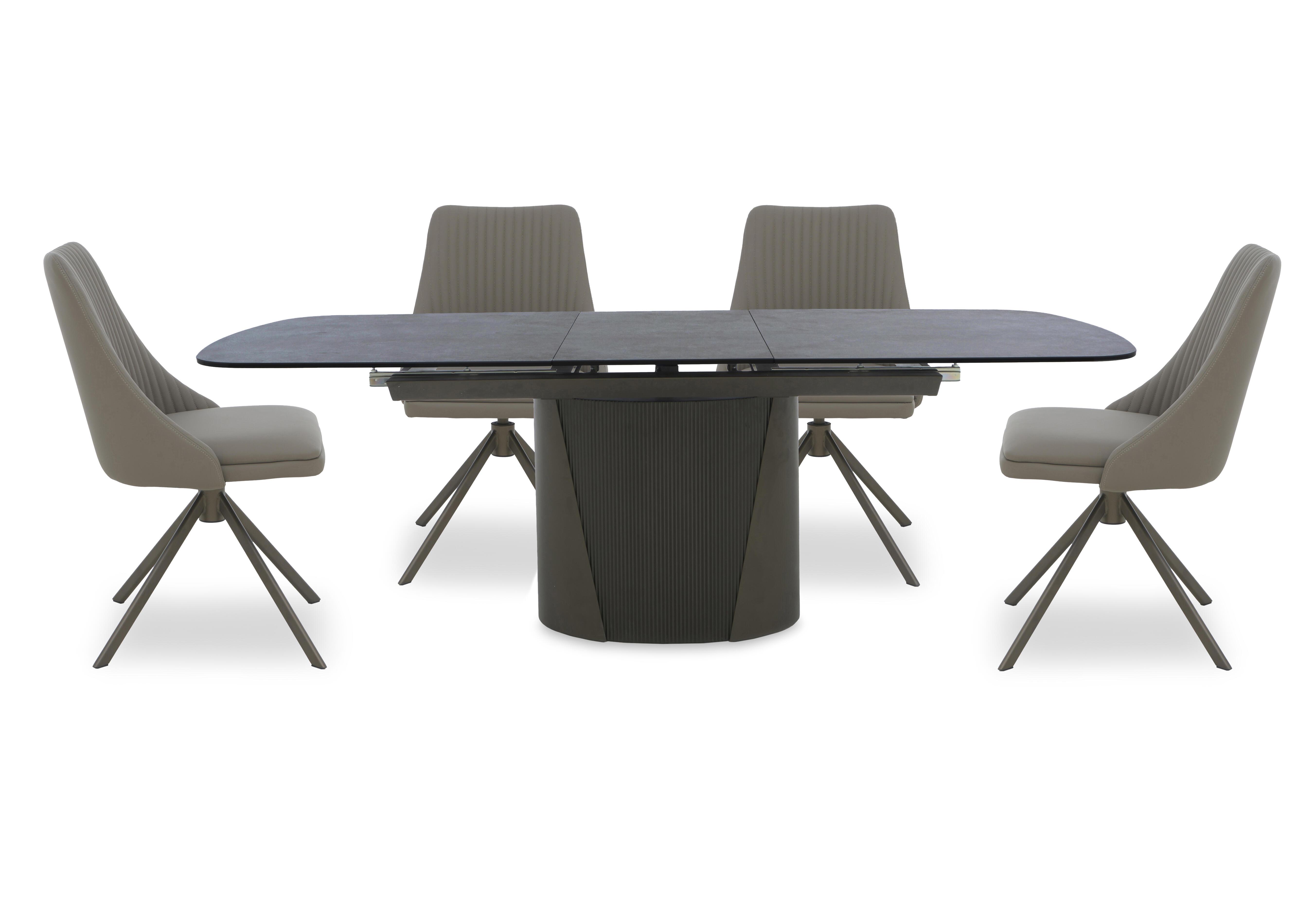 Icon Bronze Extending Dining Table and 4 Icon Dining Chairs with Bronze Legs in Dark Taupe - Bronze on Furniture Village