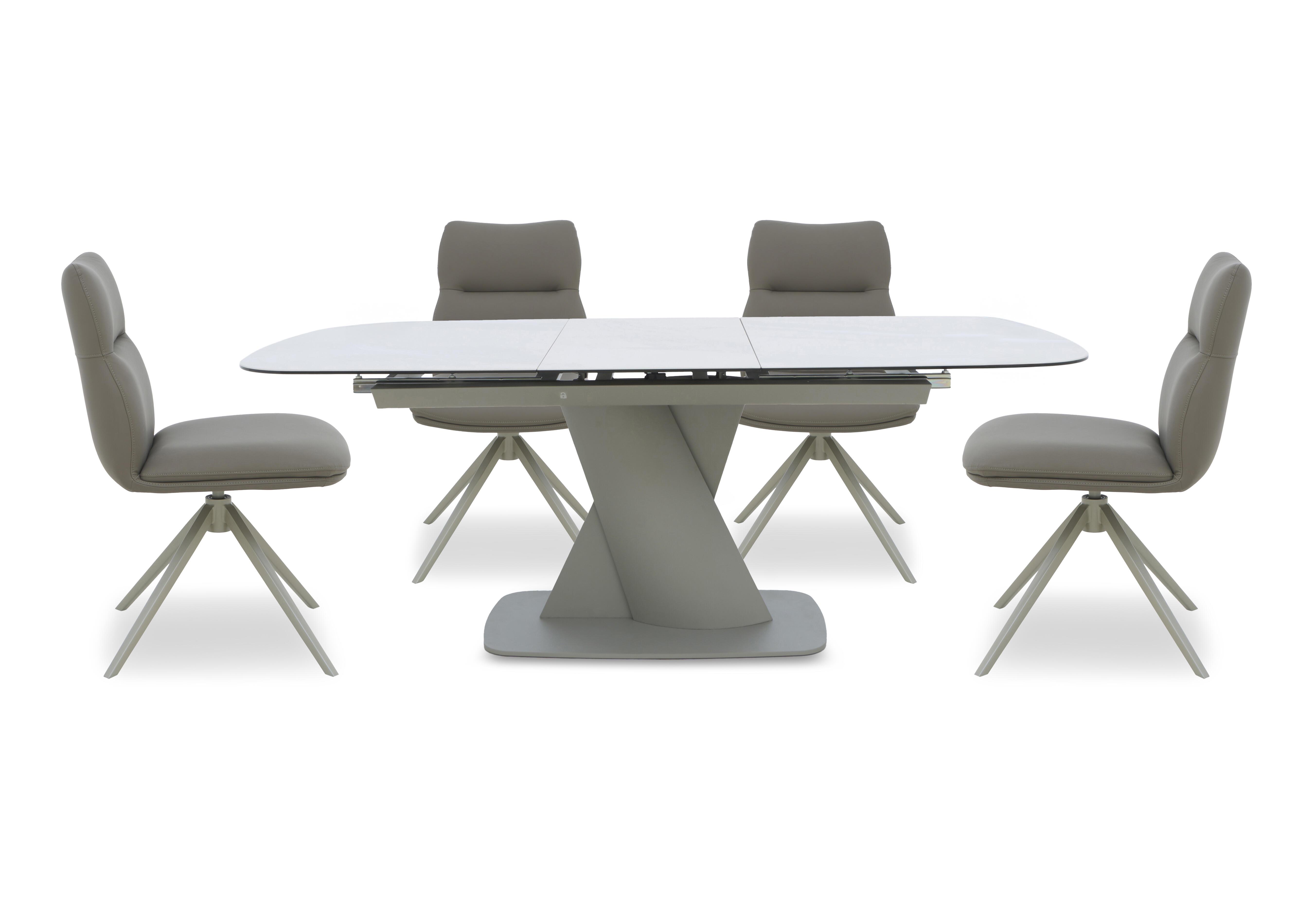 Diva Extending Dining Table and 4 Diva Dining Chairs with Silver Legs in Dark Taupe - Silver on Furniture Village
