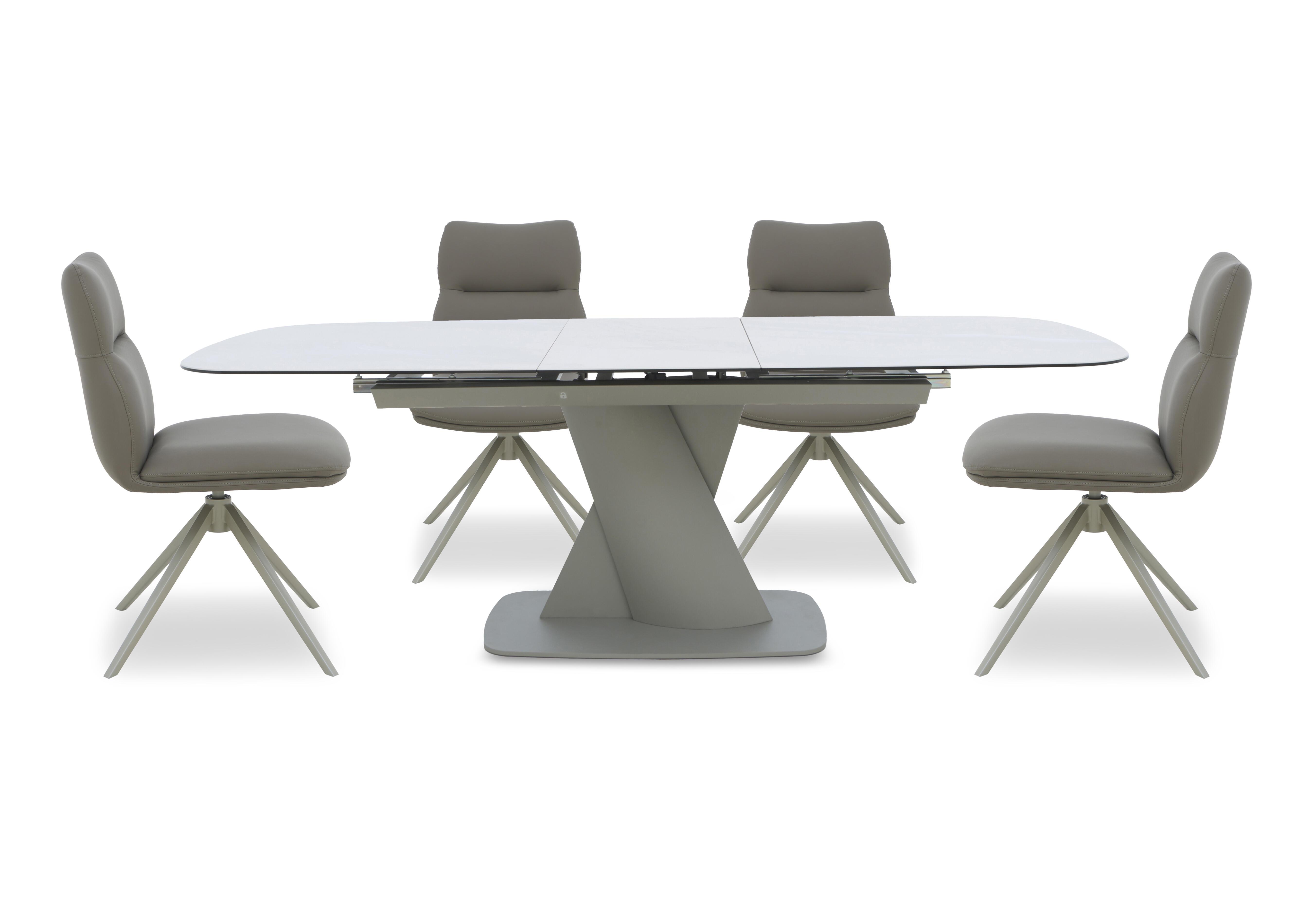Diva Extending Dining Table and 4 Diva Dining Chairs with Silver Legs in Dark Taupe - Silver on Furniture Village