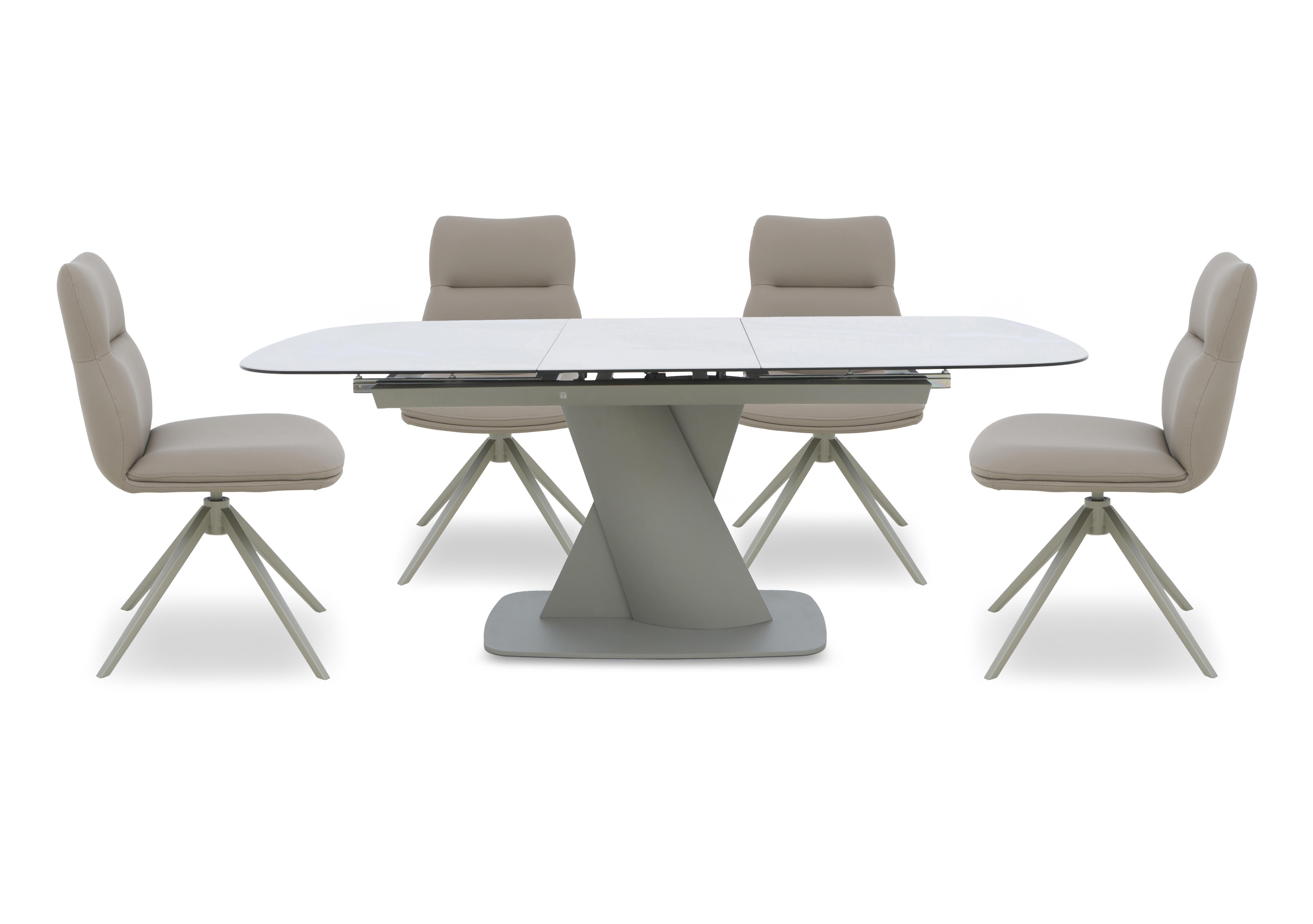 Diva Extending Dining Table and 4 Diva Dining Chairs with Silver Legs in Light Taupe - Silver on Furniture Village