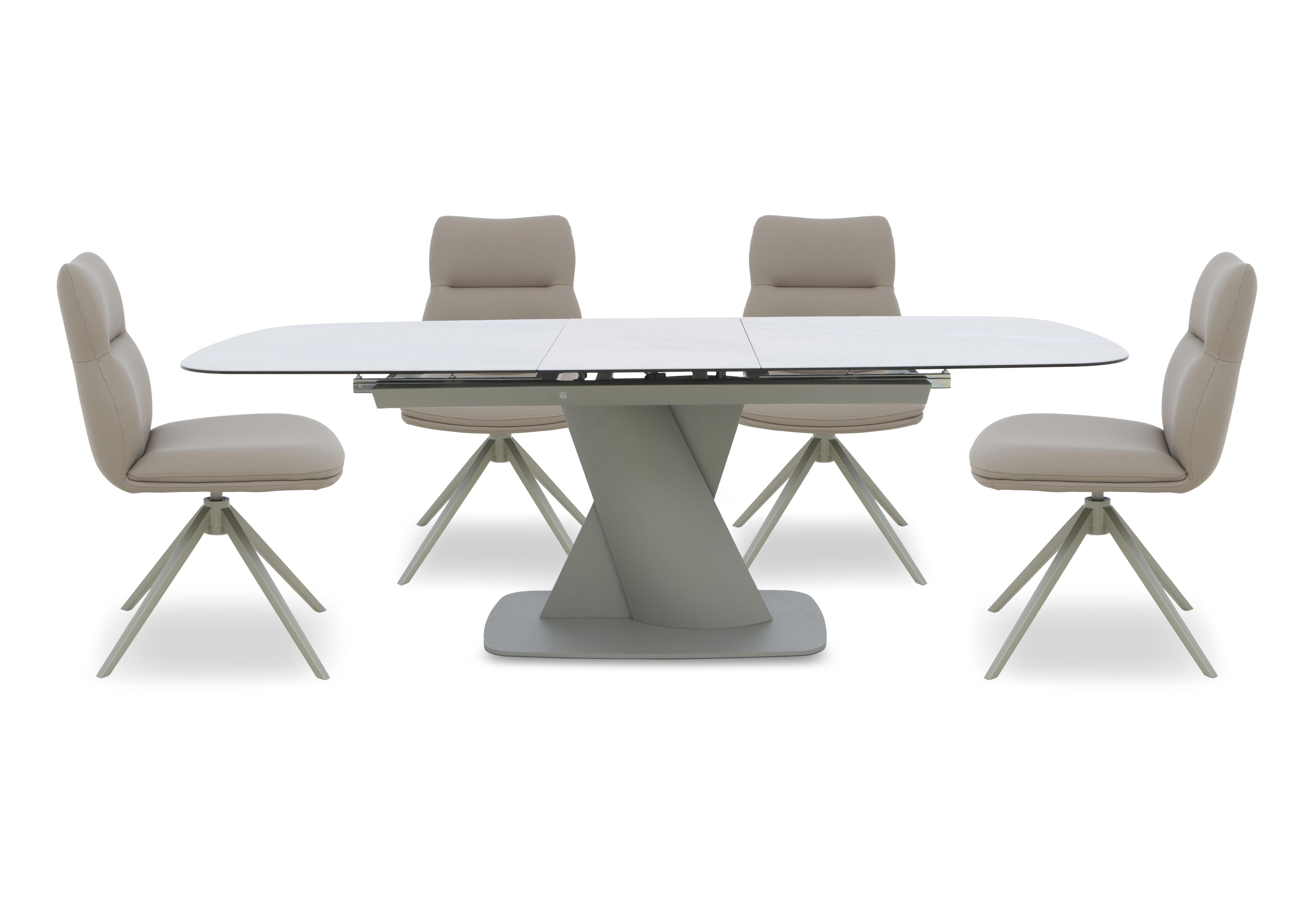 Diva Extending Dining Table and 4 Diva Dining Chairs with Silver Legs in Light Taupe - Silver on Furniture Village