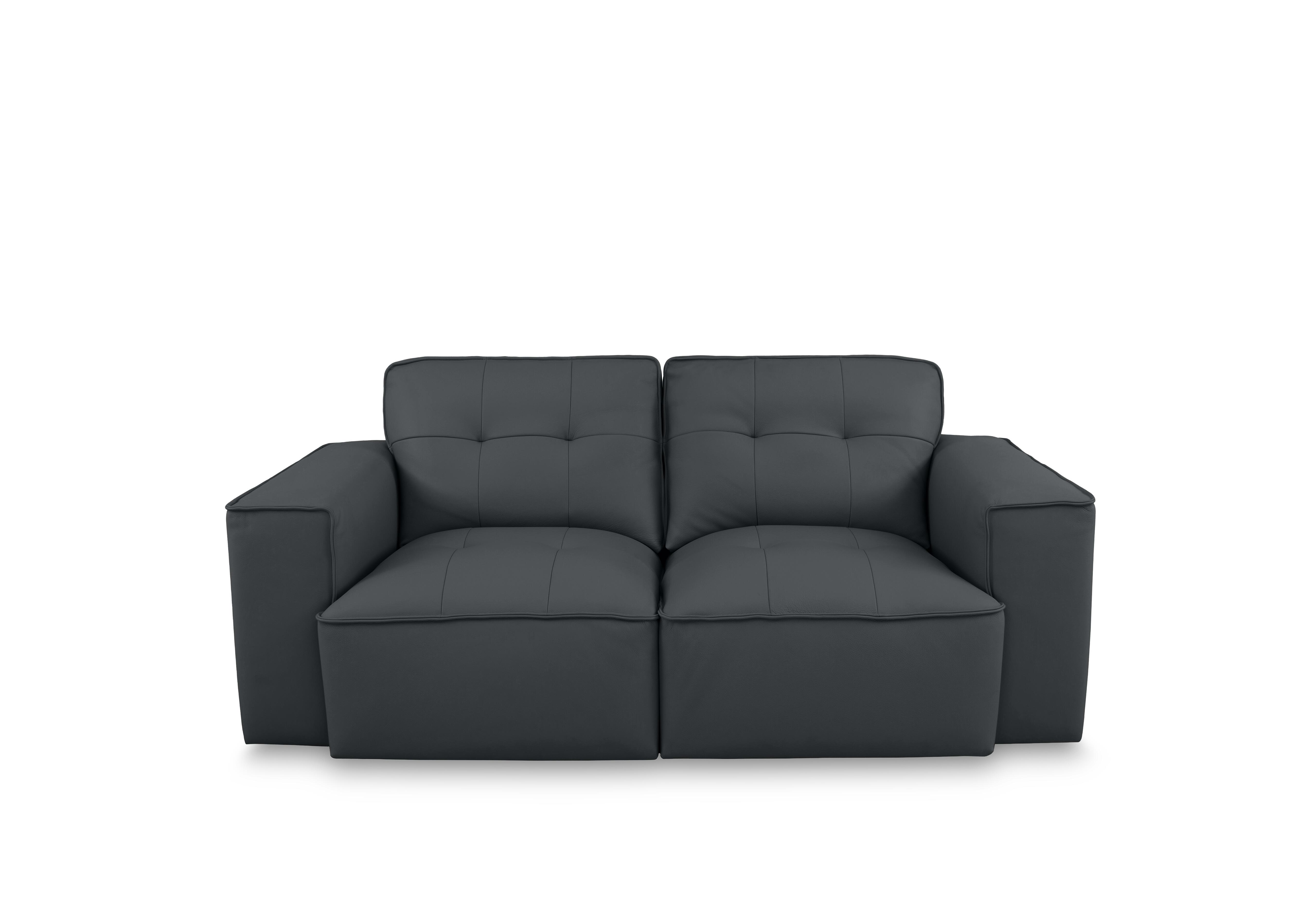 Cushino 2 Seater Leather Sofa in New Blue 7599 Cat-50 on Furniture Village