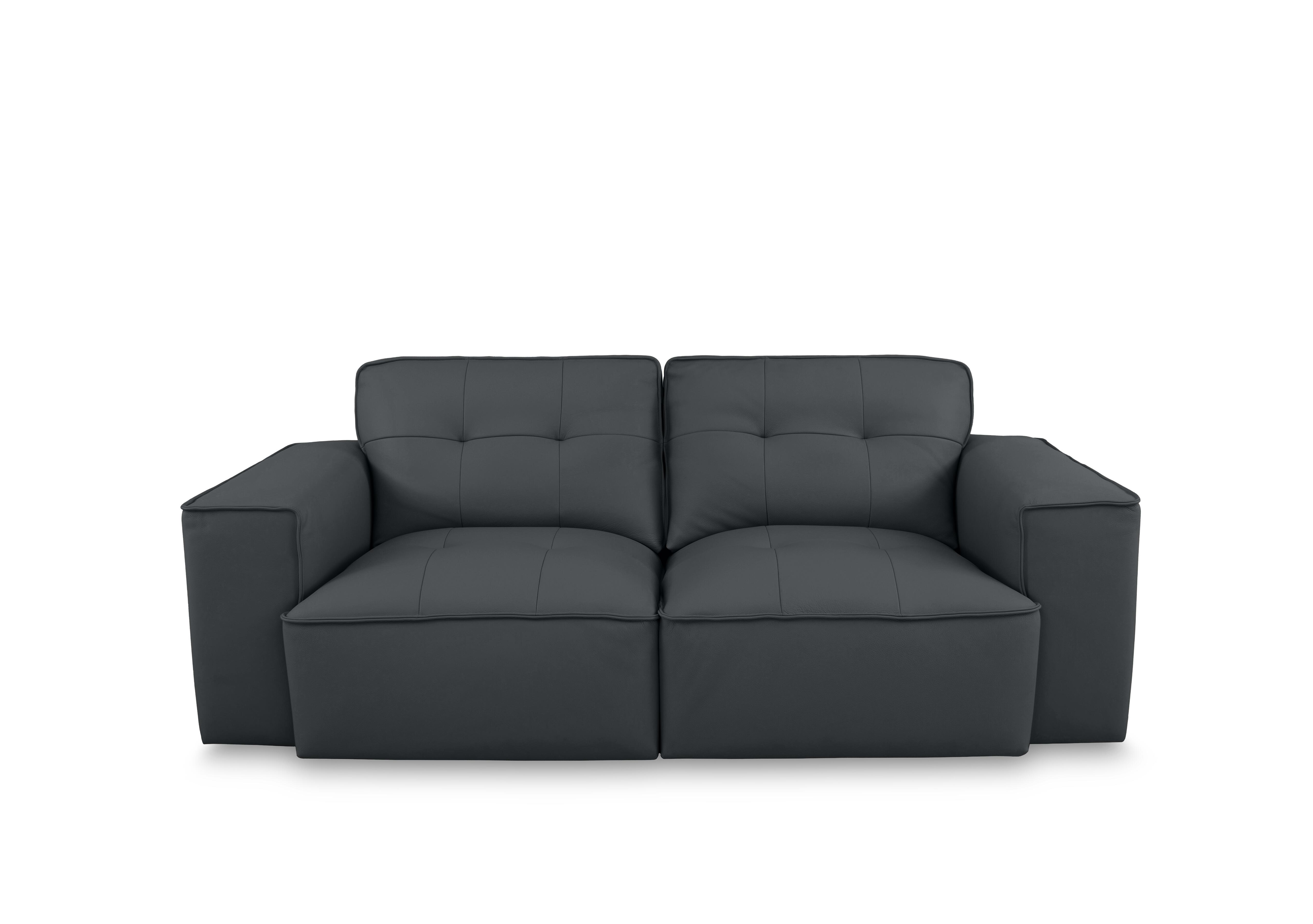 Cushino 2.5 Seater Leather Sofa in New Blue 7599 Cat-50 on Furniture Village