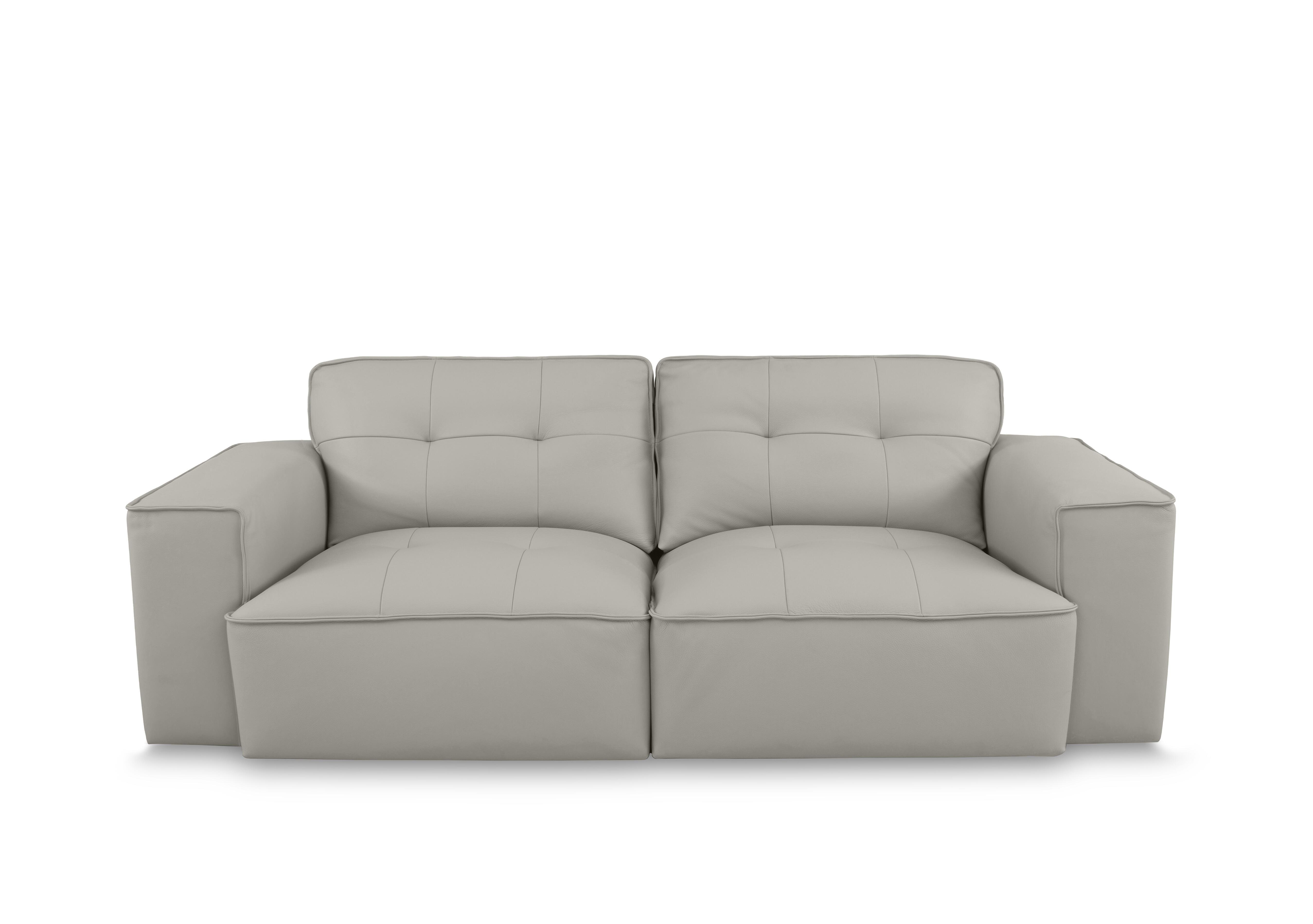 Cushino 3 Seater Leather Sofa in Light Grey 7504 Cat-50 on Furniture Village
