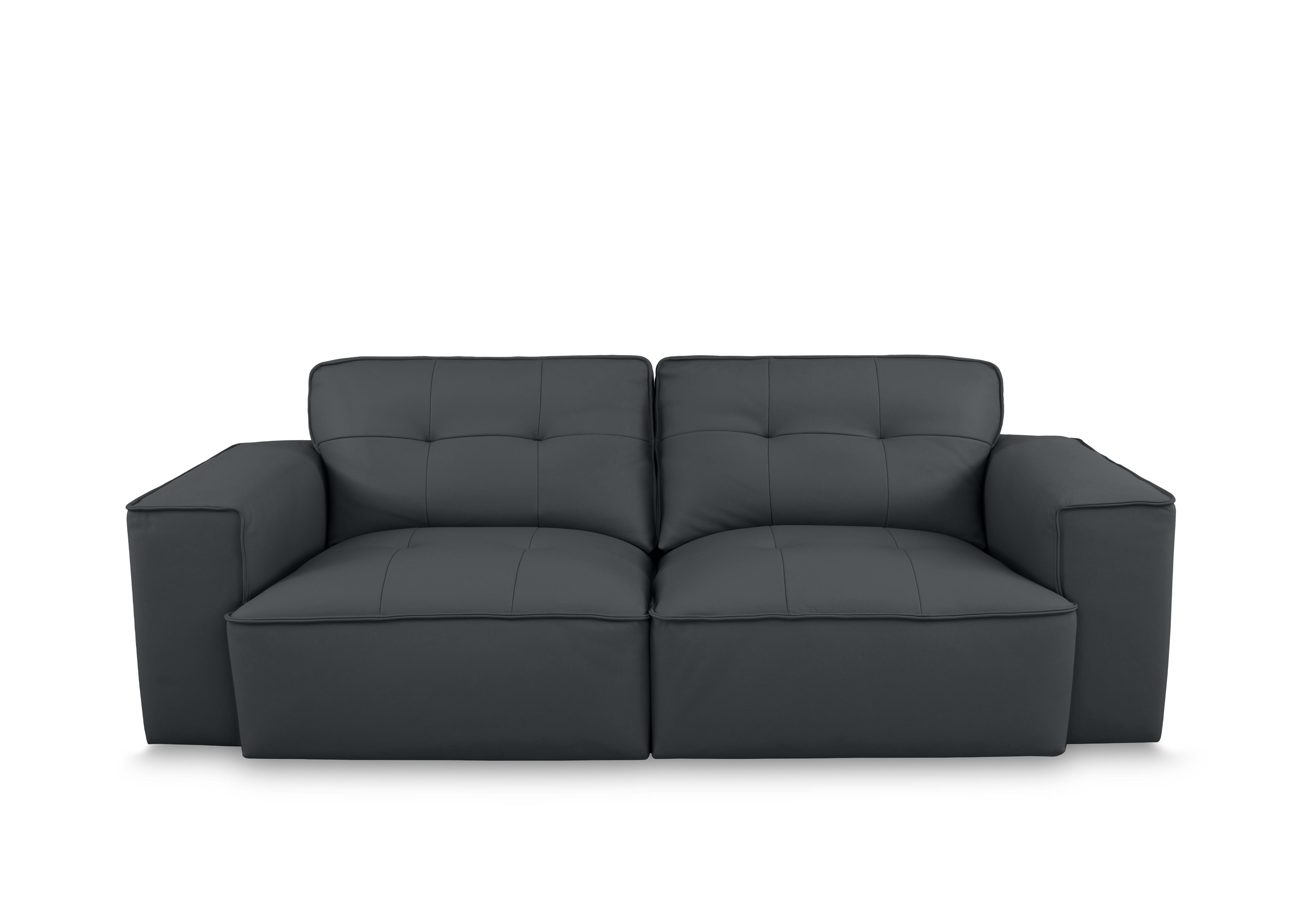 Cushino 3 Seater Leather Sofa in New Blue 7599 Cat-50 on Furniture Village